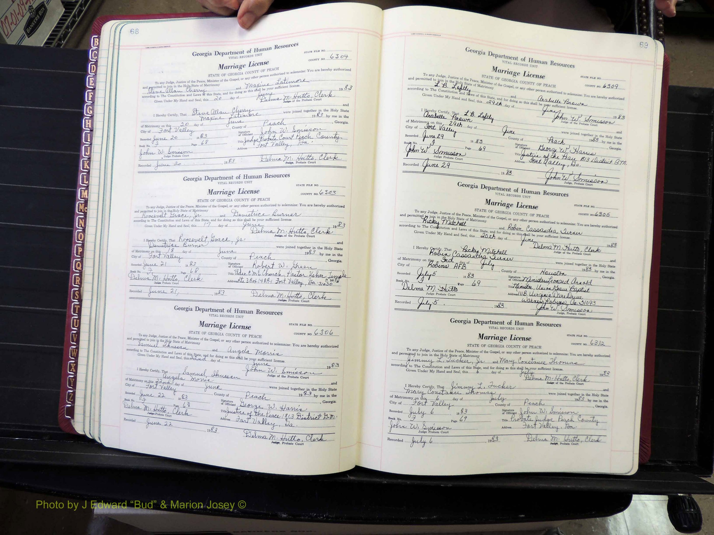 Peach Co, GA, Marriages, Book F, 1980-1995 pg 068-069.JPG