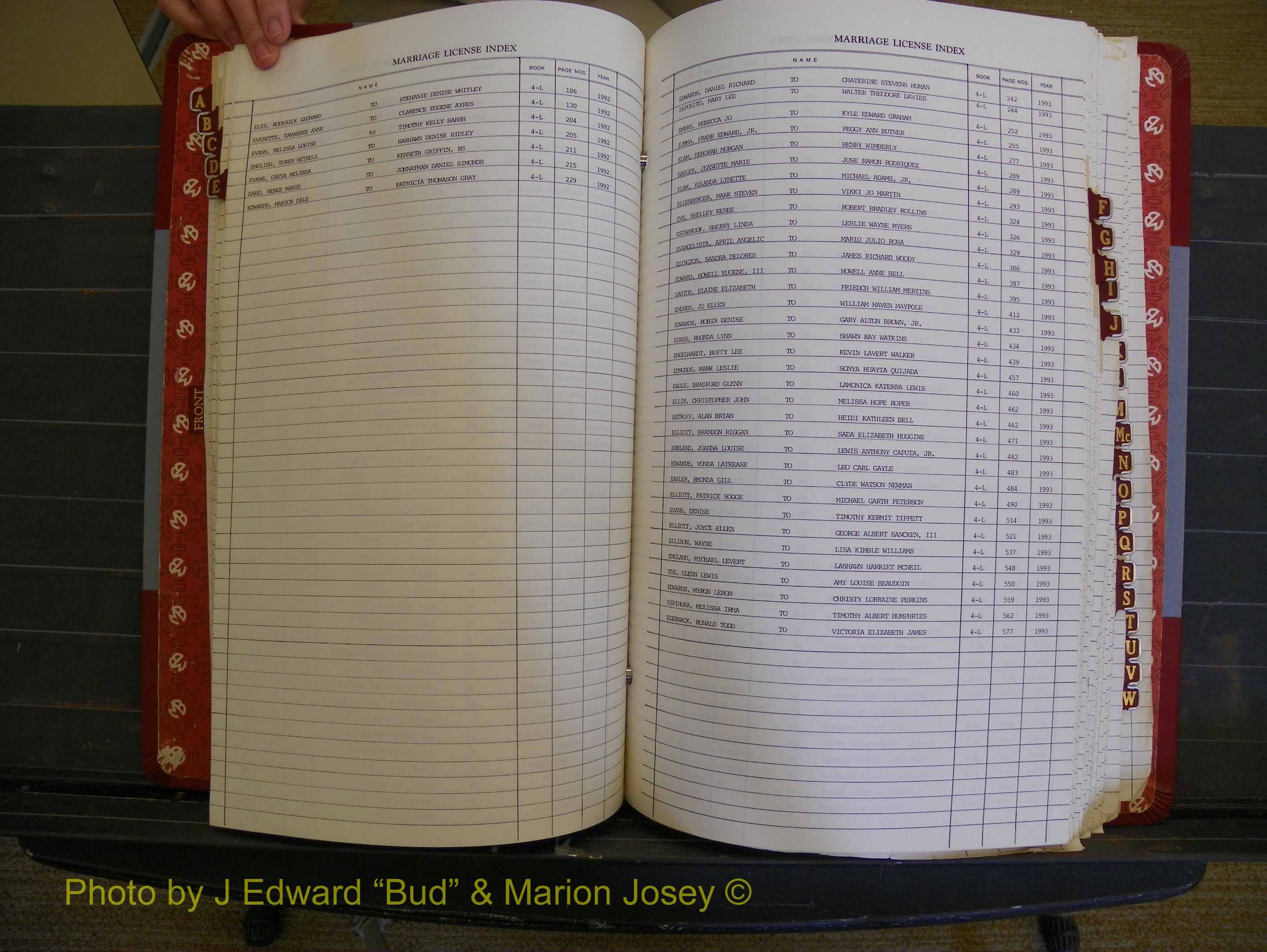 Richmond Marriages 1988-1995, Index E (170).JPG