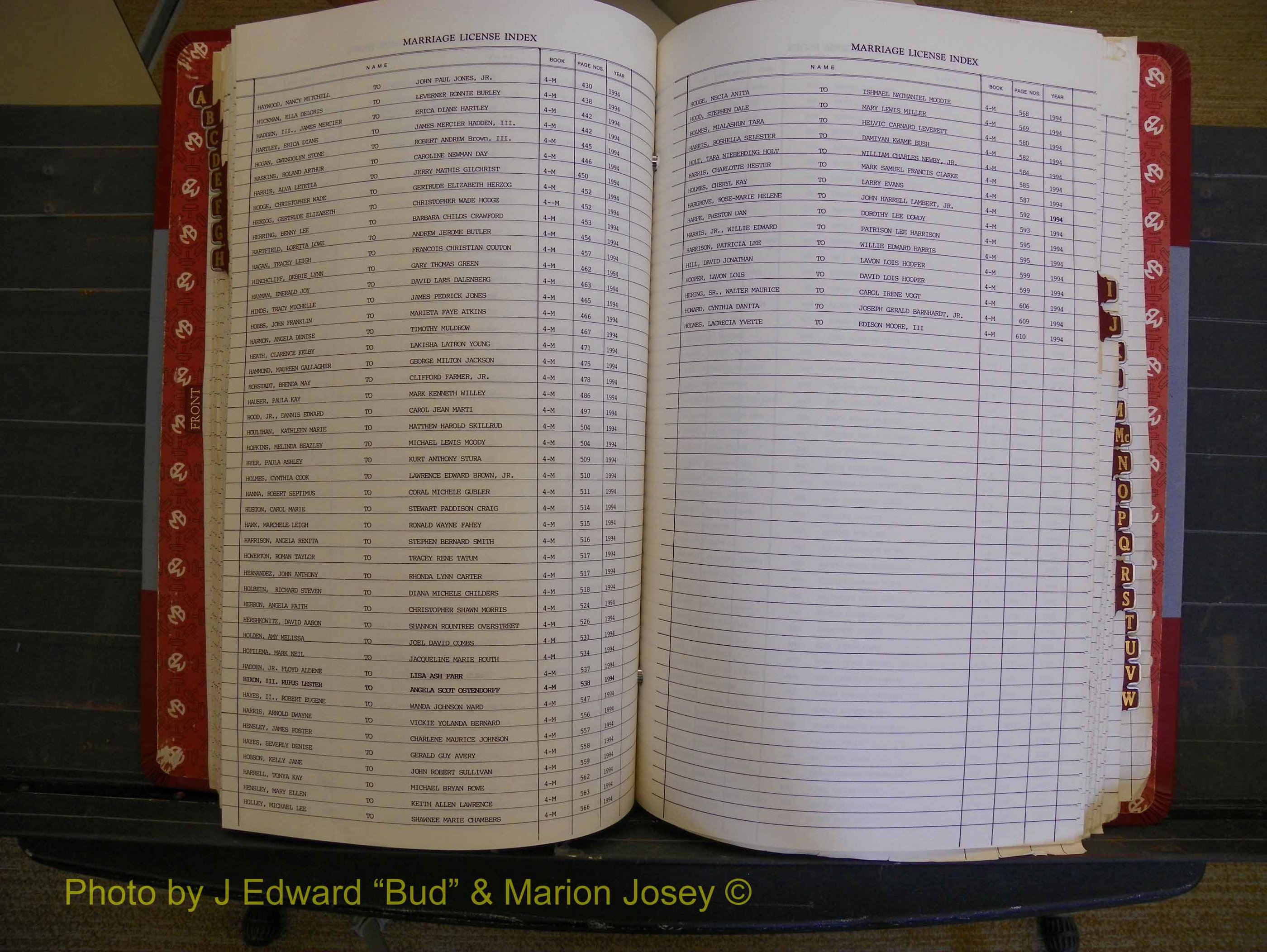 Richmond Marriages 1988-1995, Index H (213).JPG