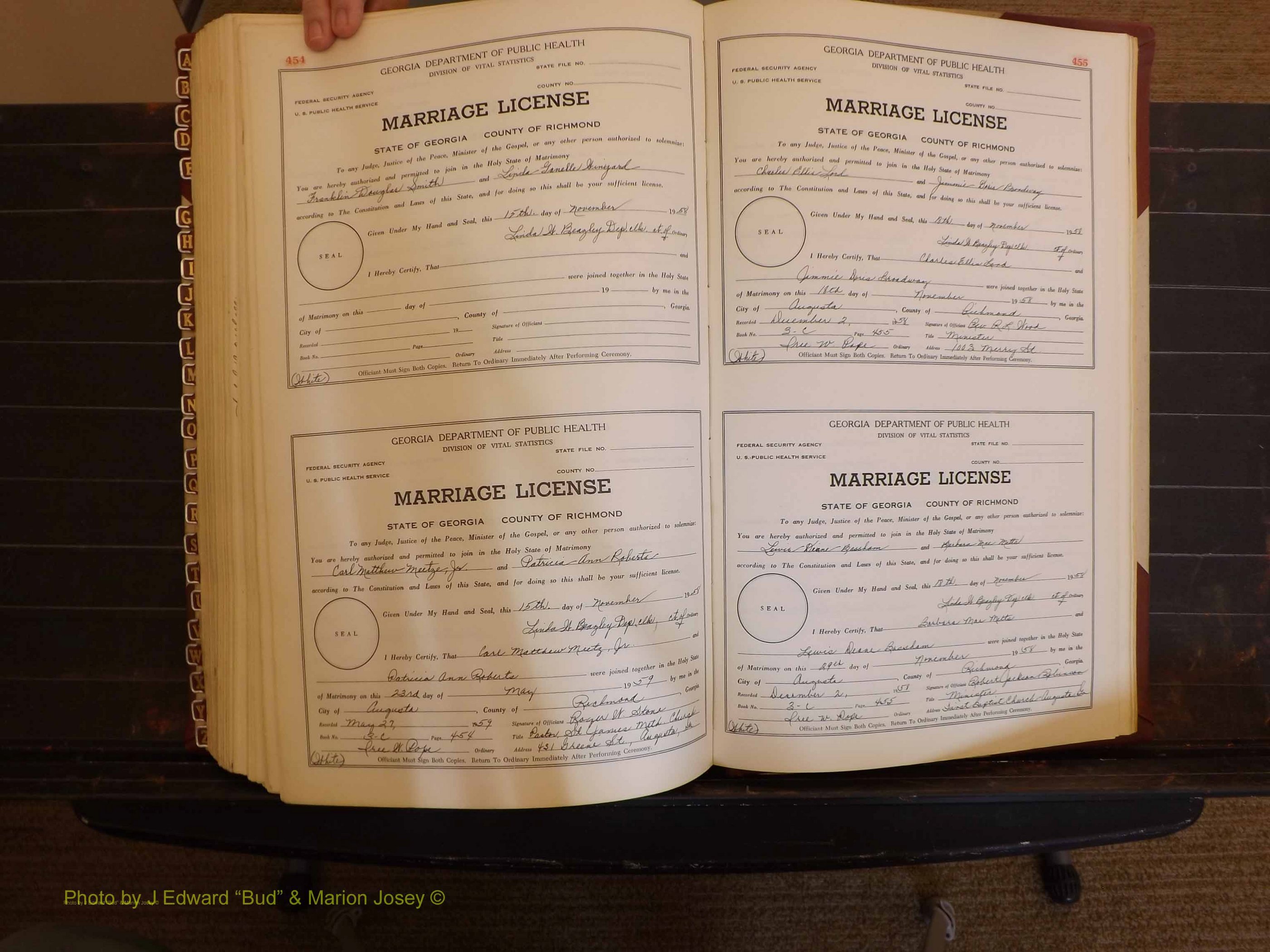 Richmond Marriages, 3C, 1957-1958 P 454-455.JPG
