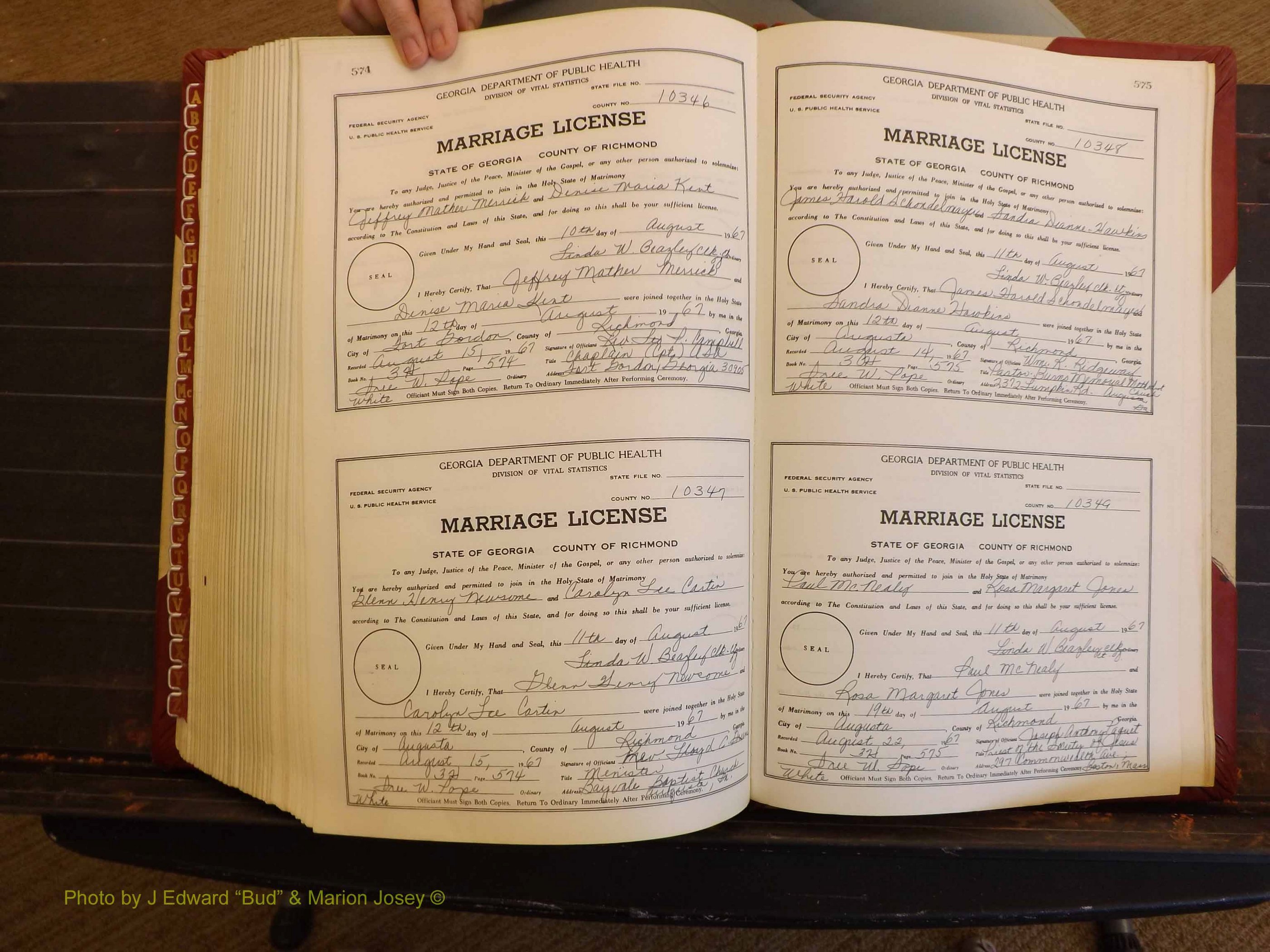 Richmond Marriages, 3H, 1966-1967 P 574-575.JPG