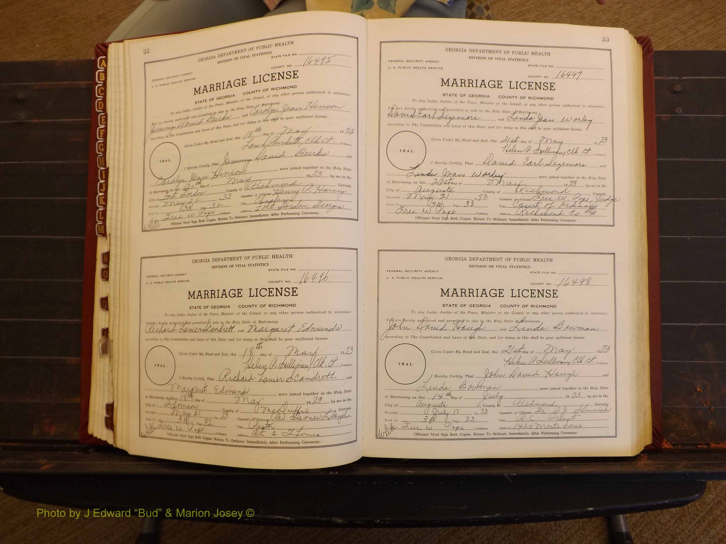 Richmond Marriages, 3N, 1973-1974 P 032-033.JPG