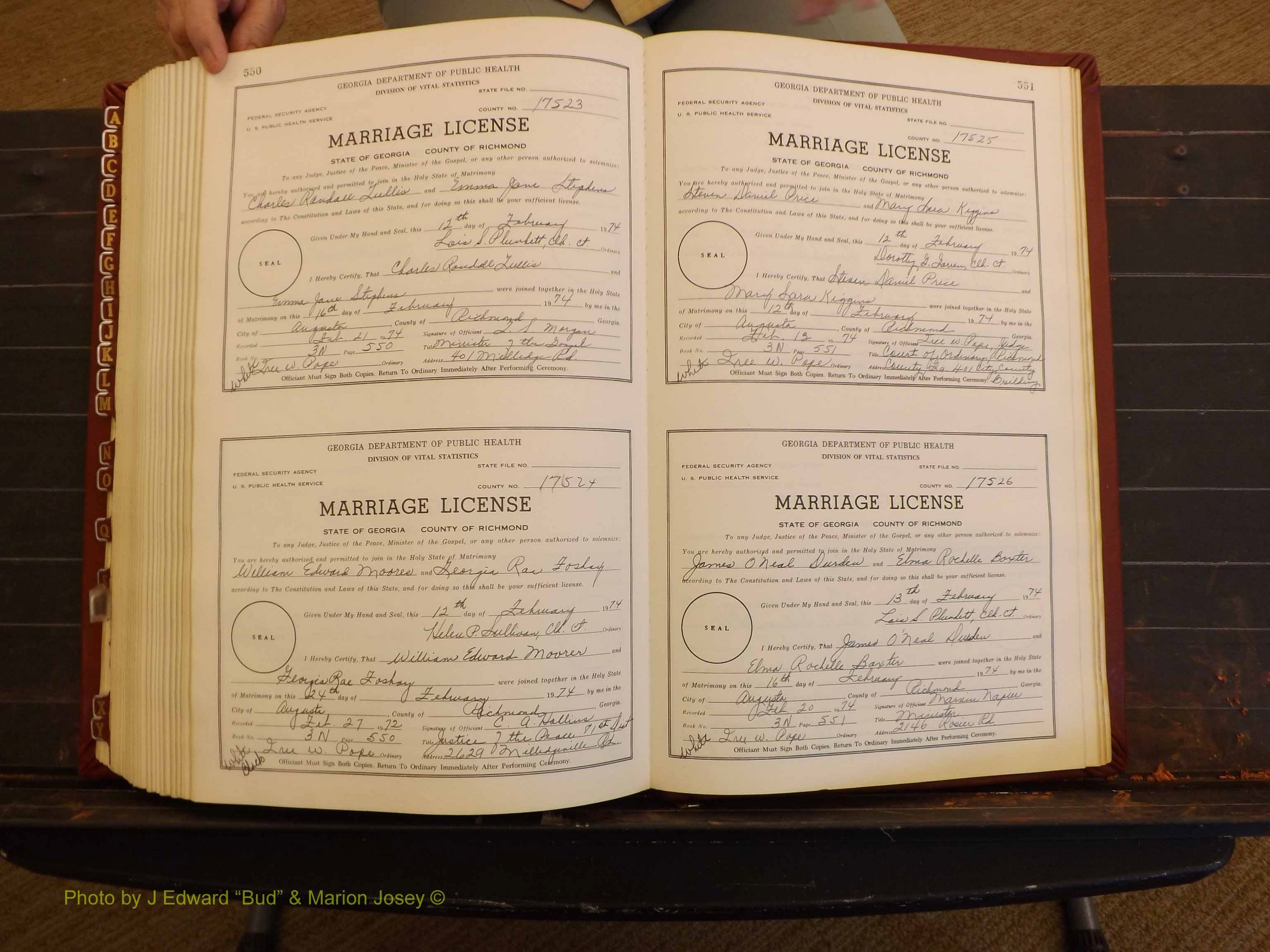 Richmond Marriages, 3N, 1973-1974 P 550-551.JPG