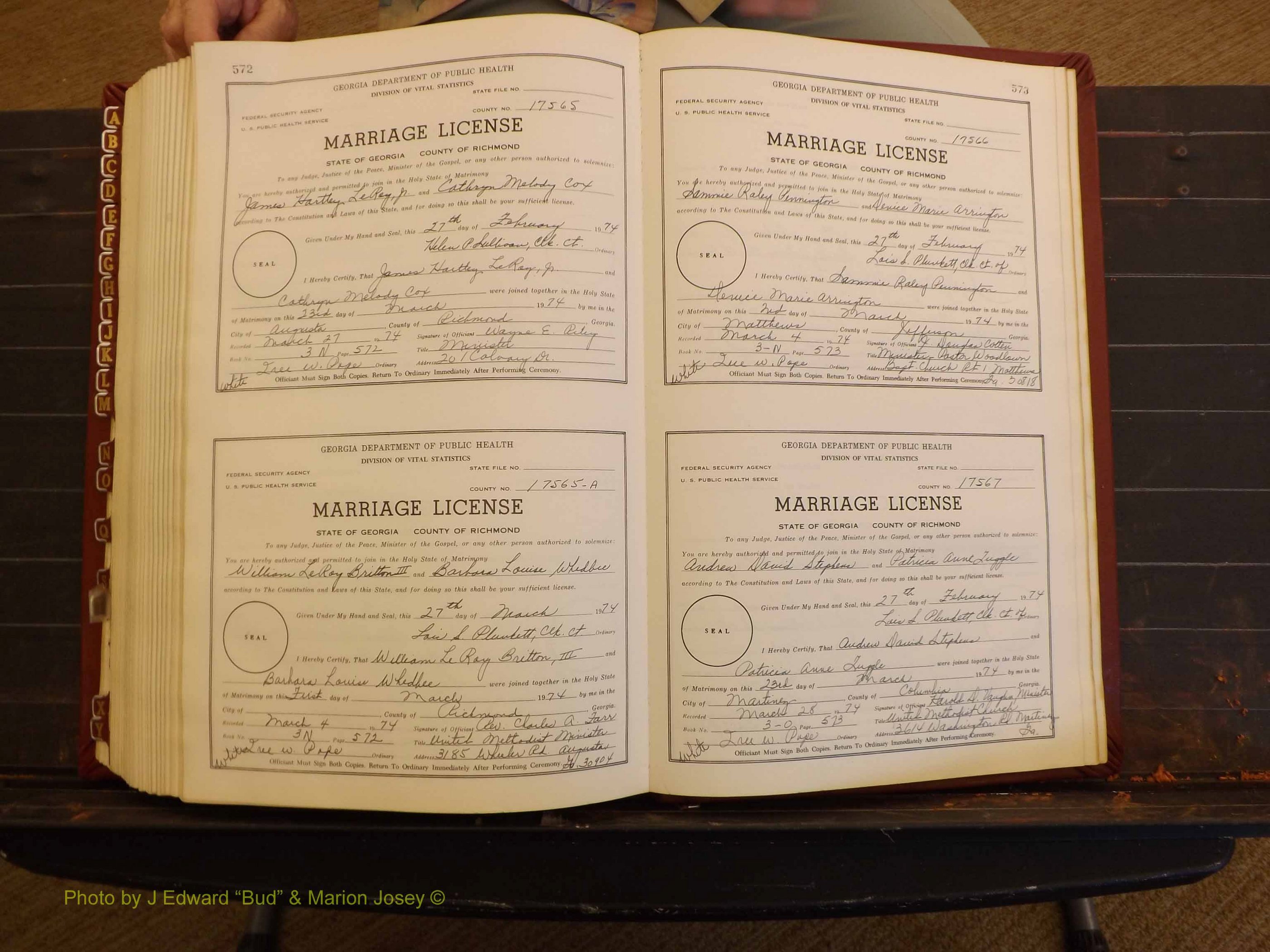 Richmond Marriages, 3N, 1973-1974 P 572-573.JPG