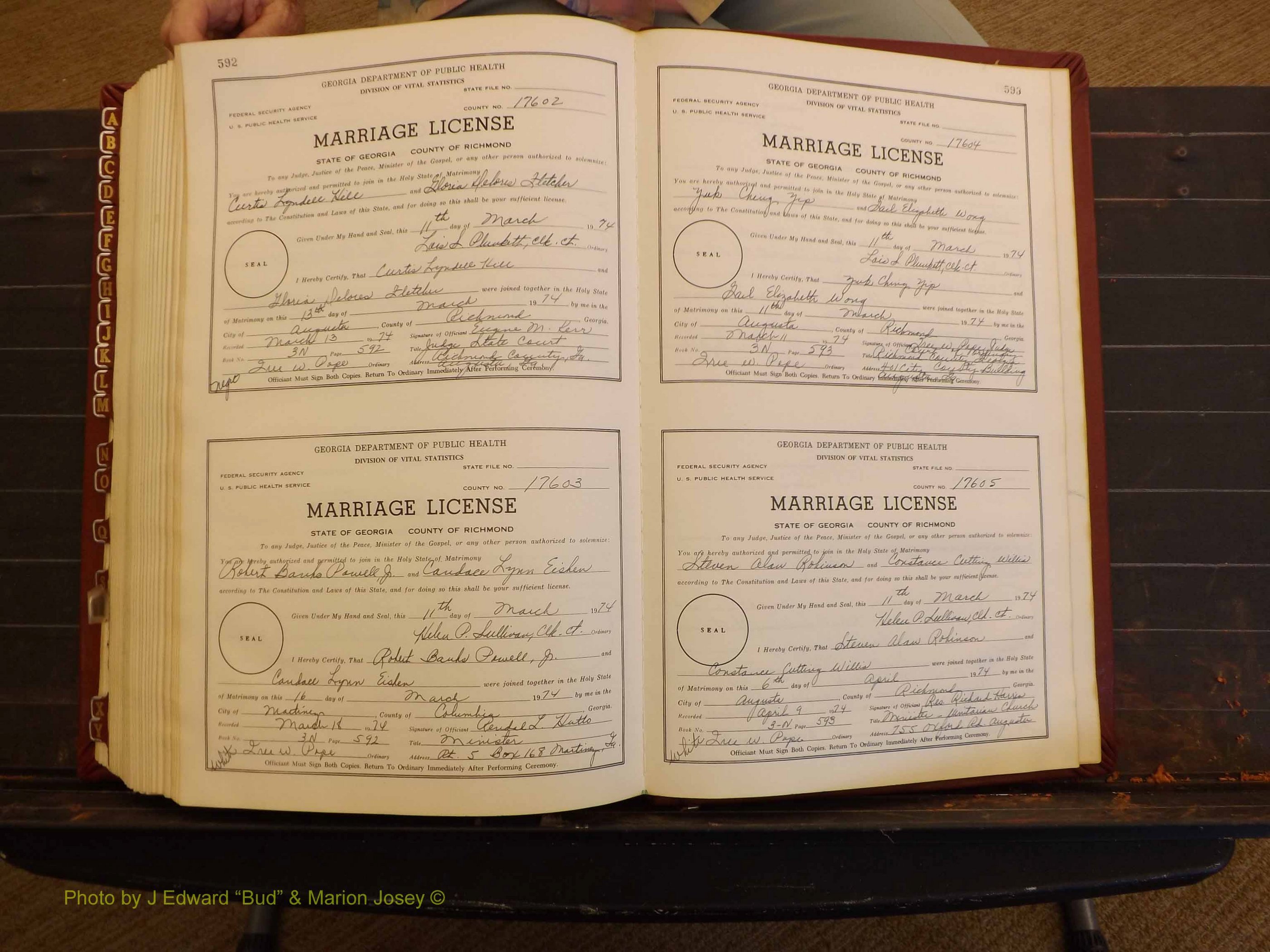 Richmond Marriages, 3N, 1973-1974 P 592-593.JPG