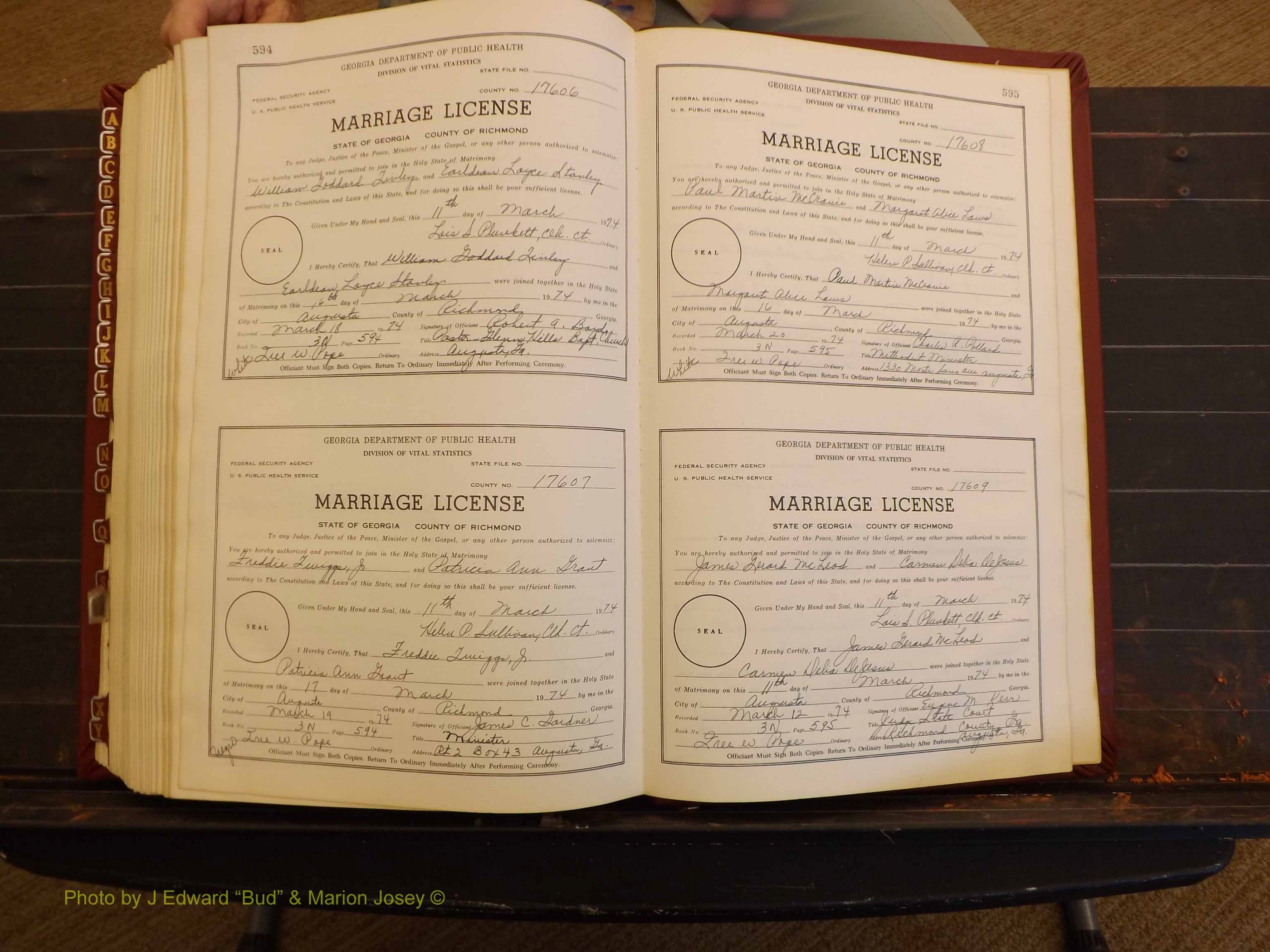 Richmond Marriages, 3N, 1973-1974 P 594-595.JPG