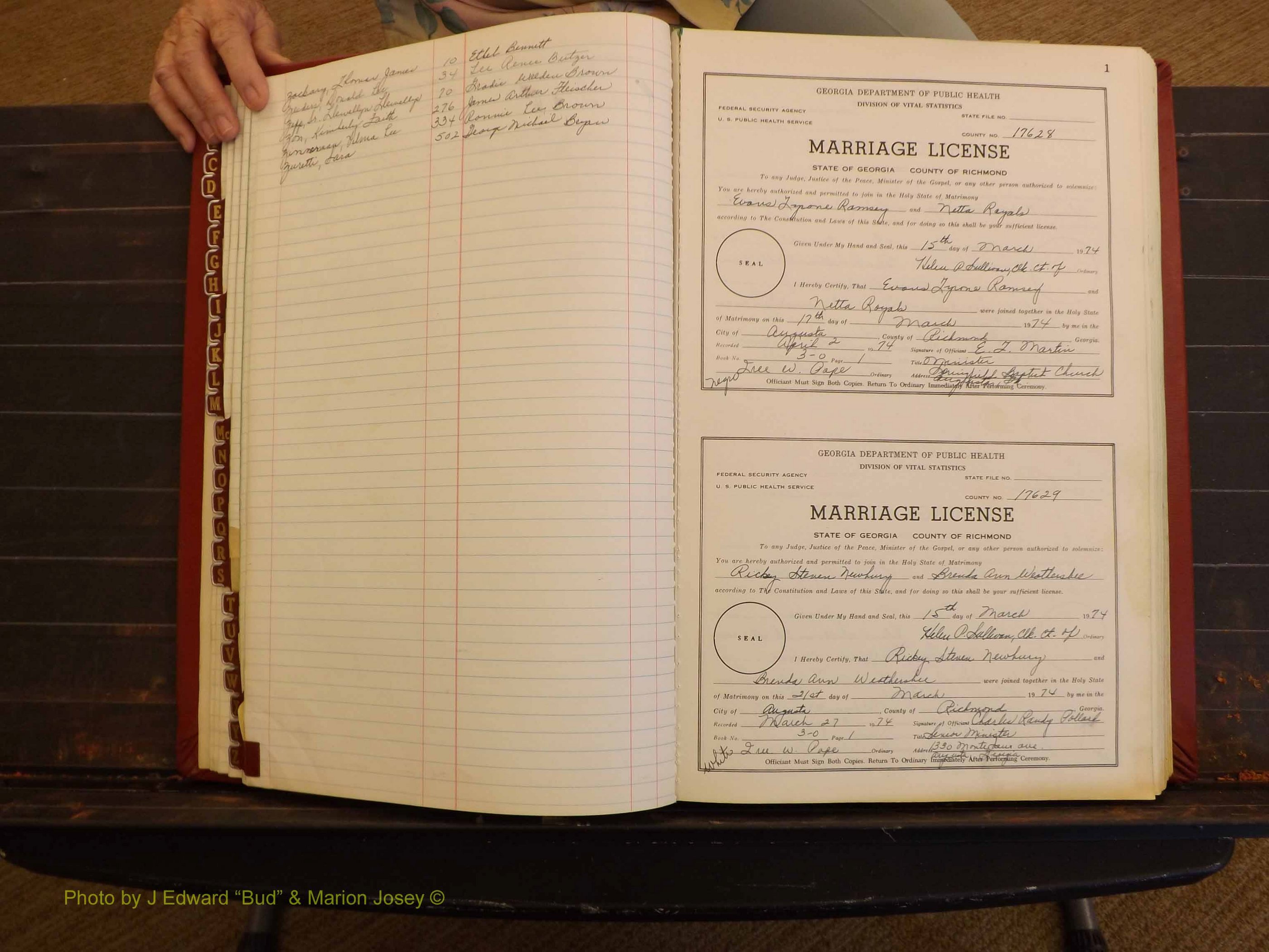 Richmond Marriages, 3O, 1974-1975 Index Z & P 001.JPG