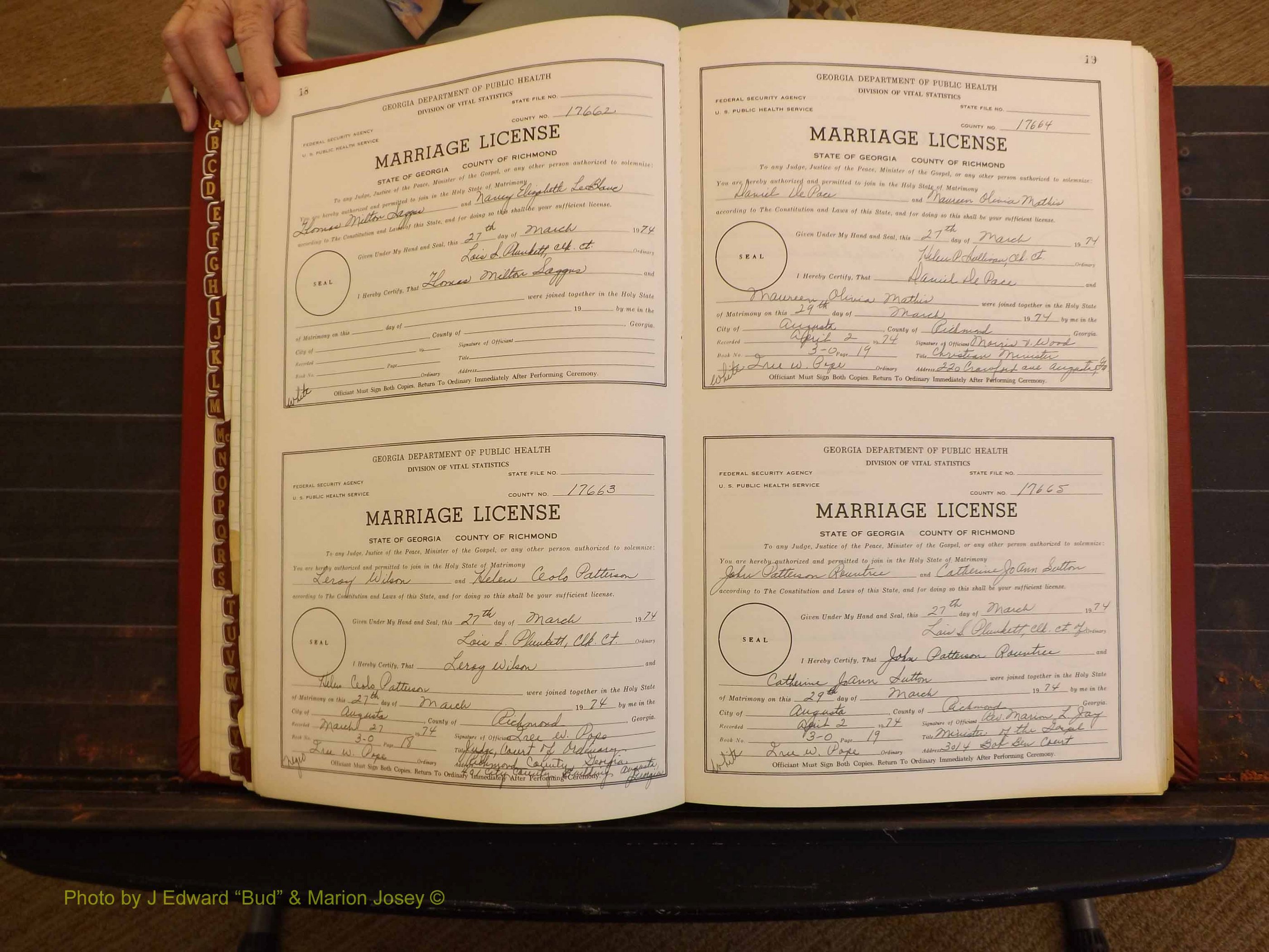 Richmond Marriages, 3O, 1974-1975 P 018-019.JPG
