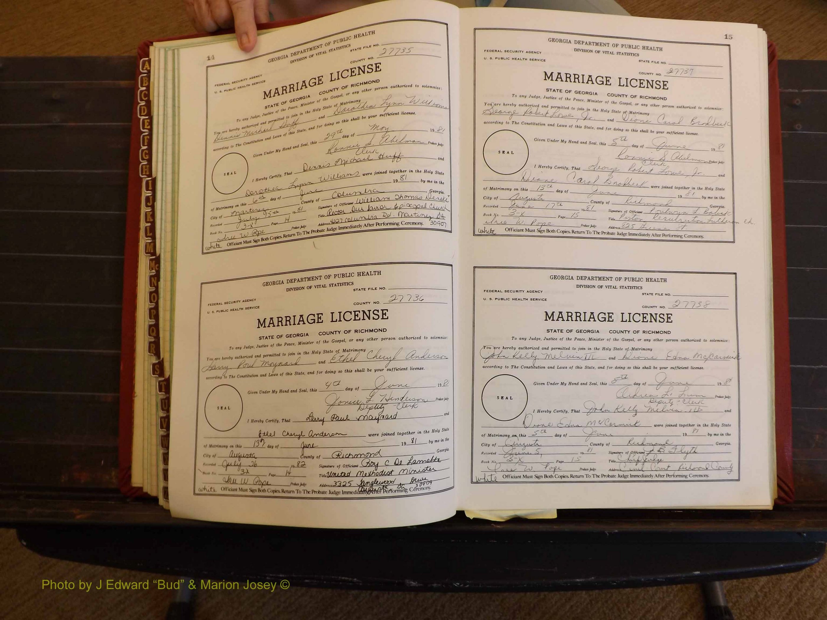 Richmond Marriages, 3X, 1981-1982 P 014-015.JPG