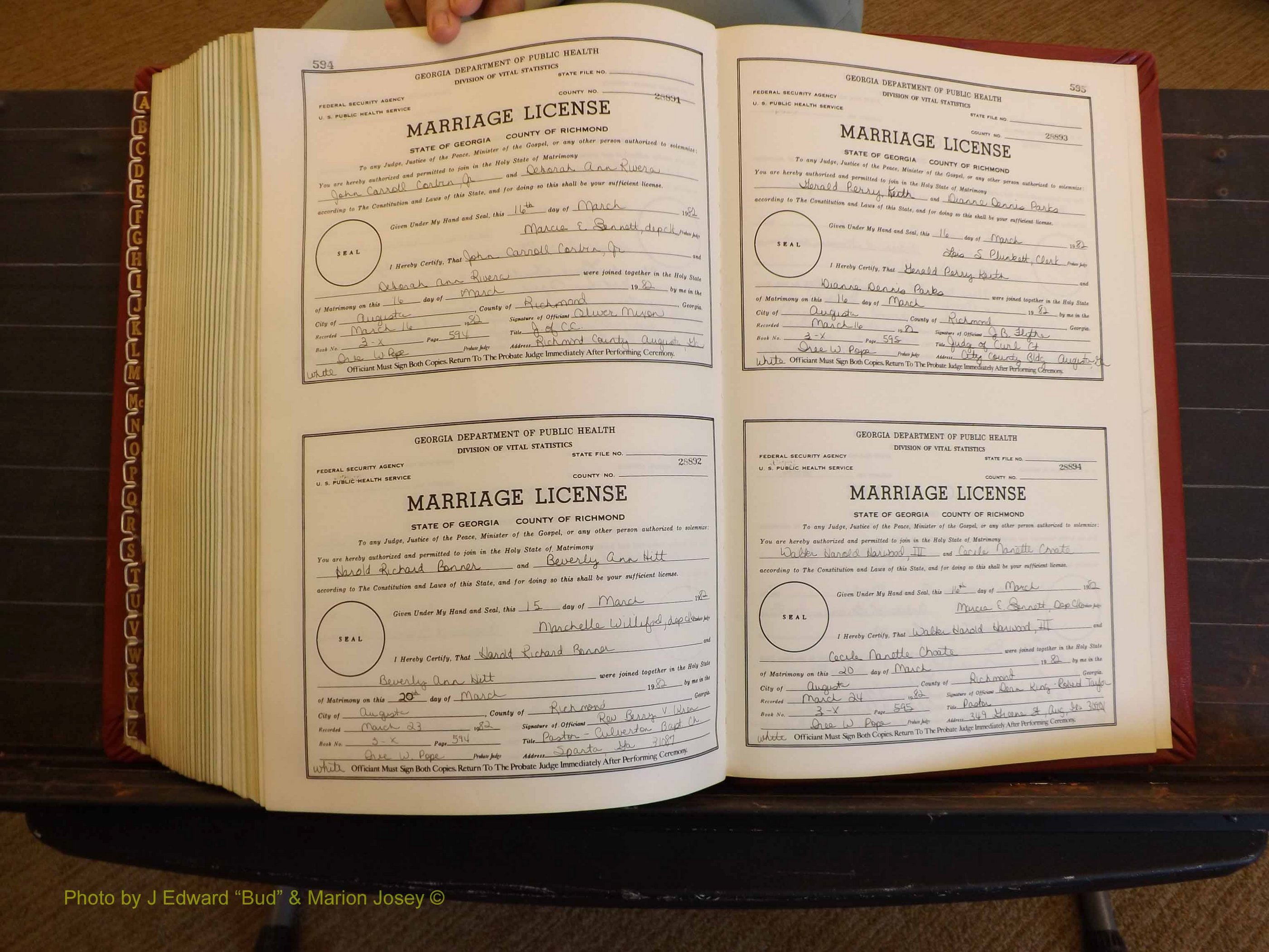 Richmond Marriages, 3X, 1981-1982 P 594-595.JPG