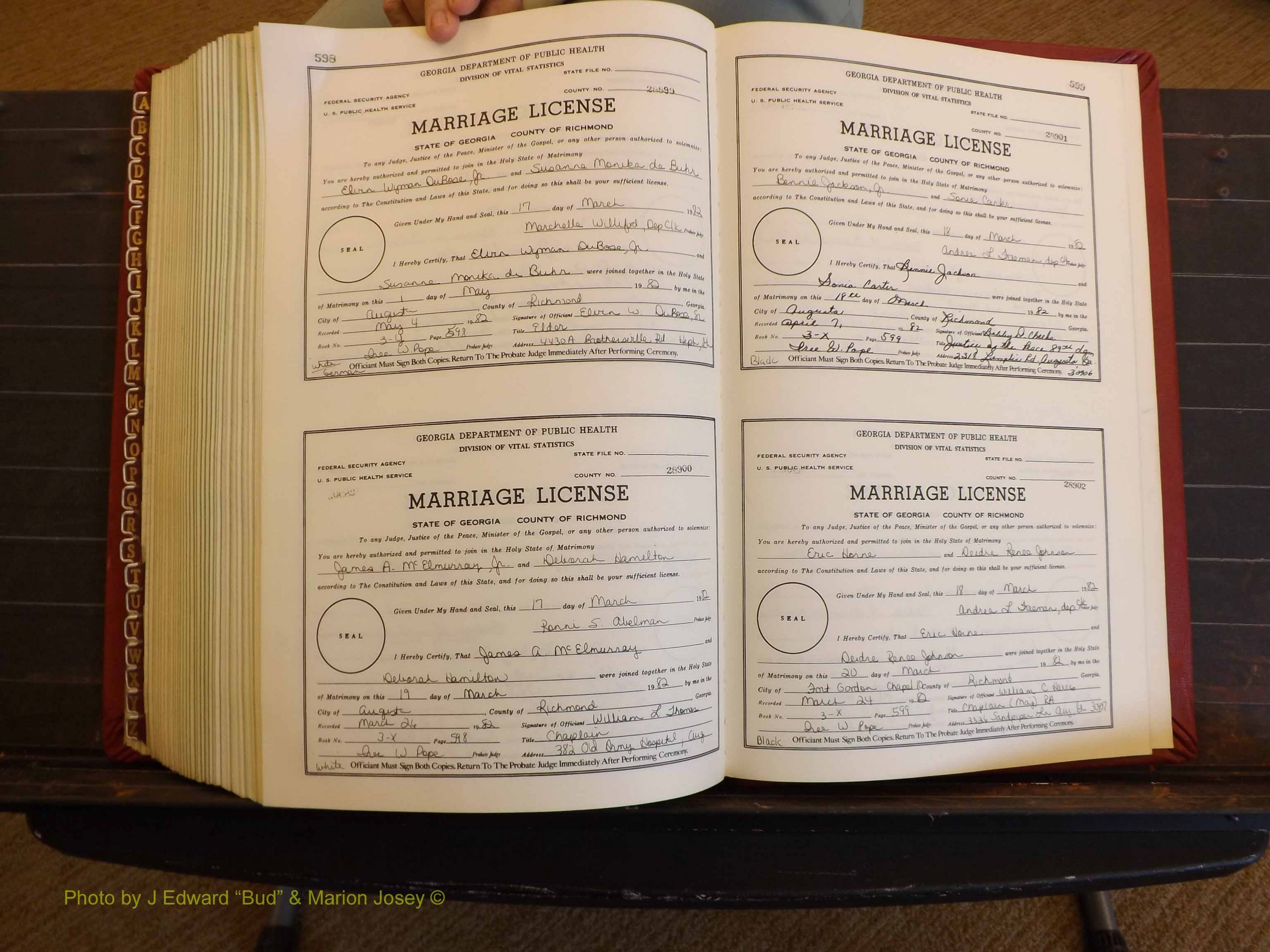 Richmond Marriages, 3X, 1981-1982 P 598-599.JPG