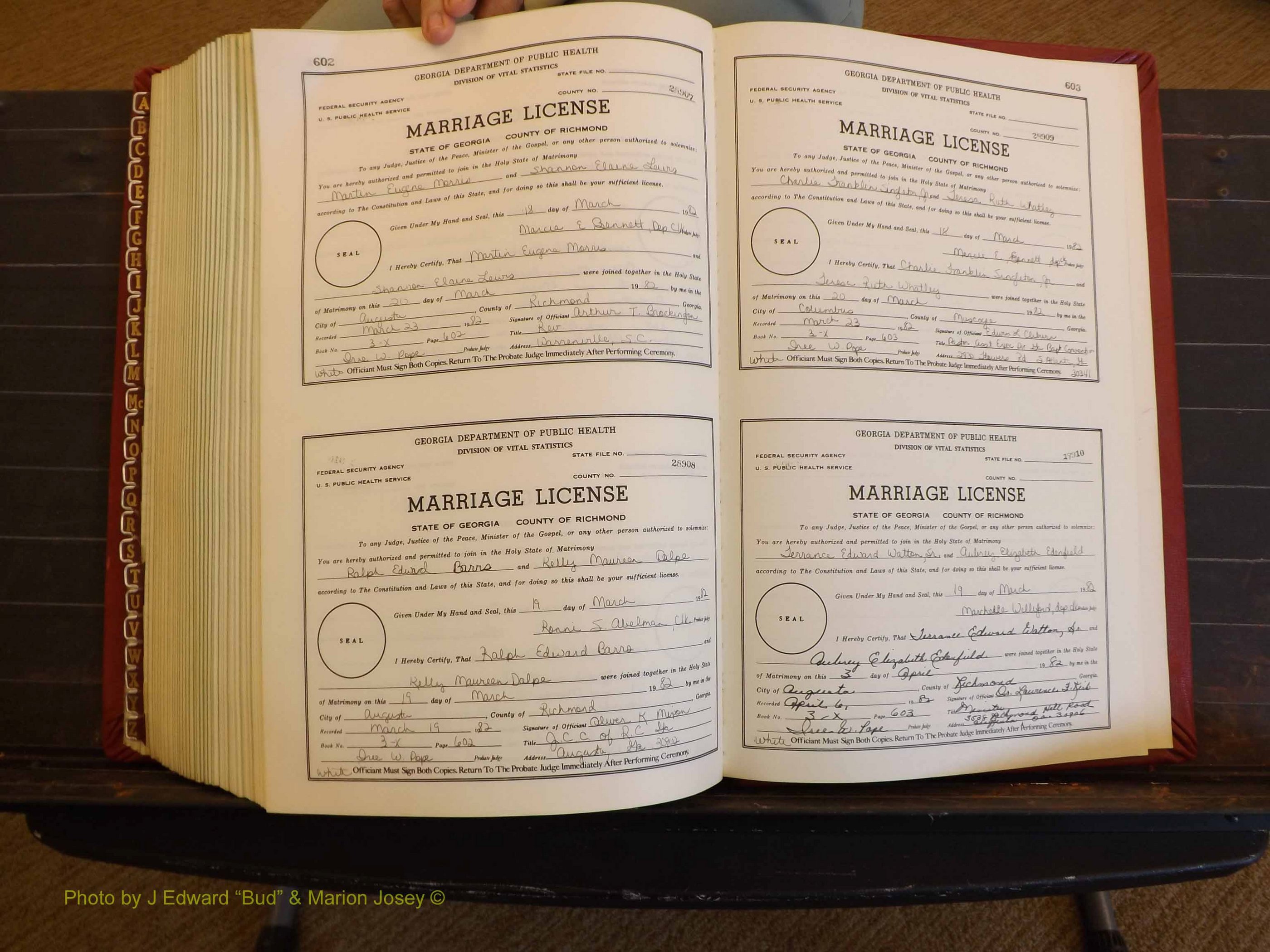 Richmond Marriages, 3X, 1981-1982 P 602-603.JPG