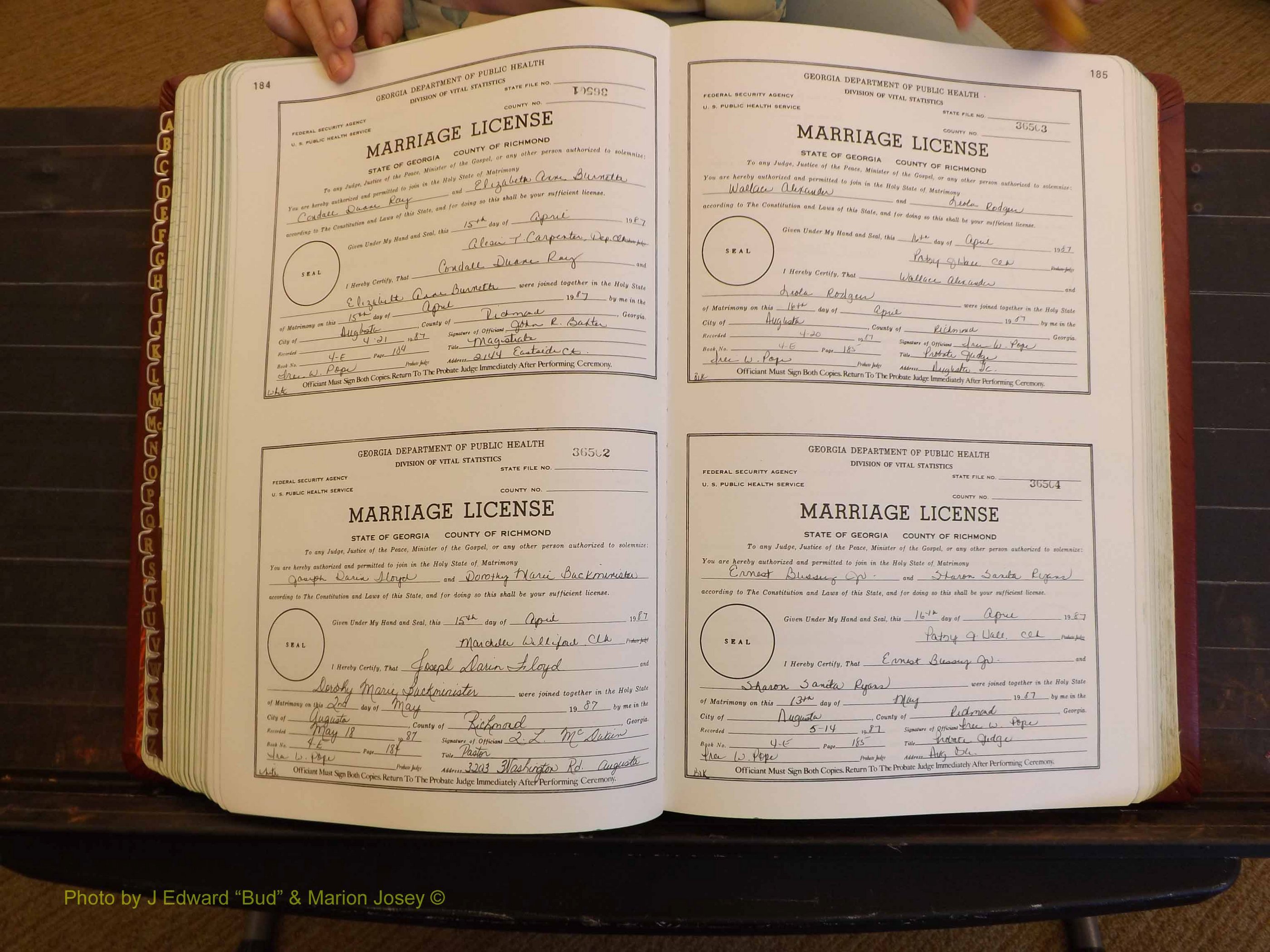 Richmond Marriages, 4E, 1987-1987 P 184-185.JPG
