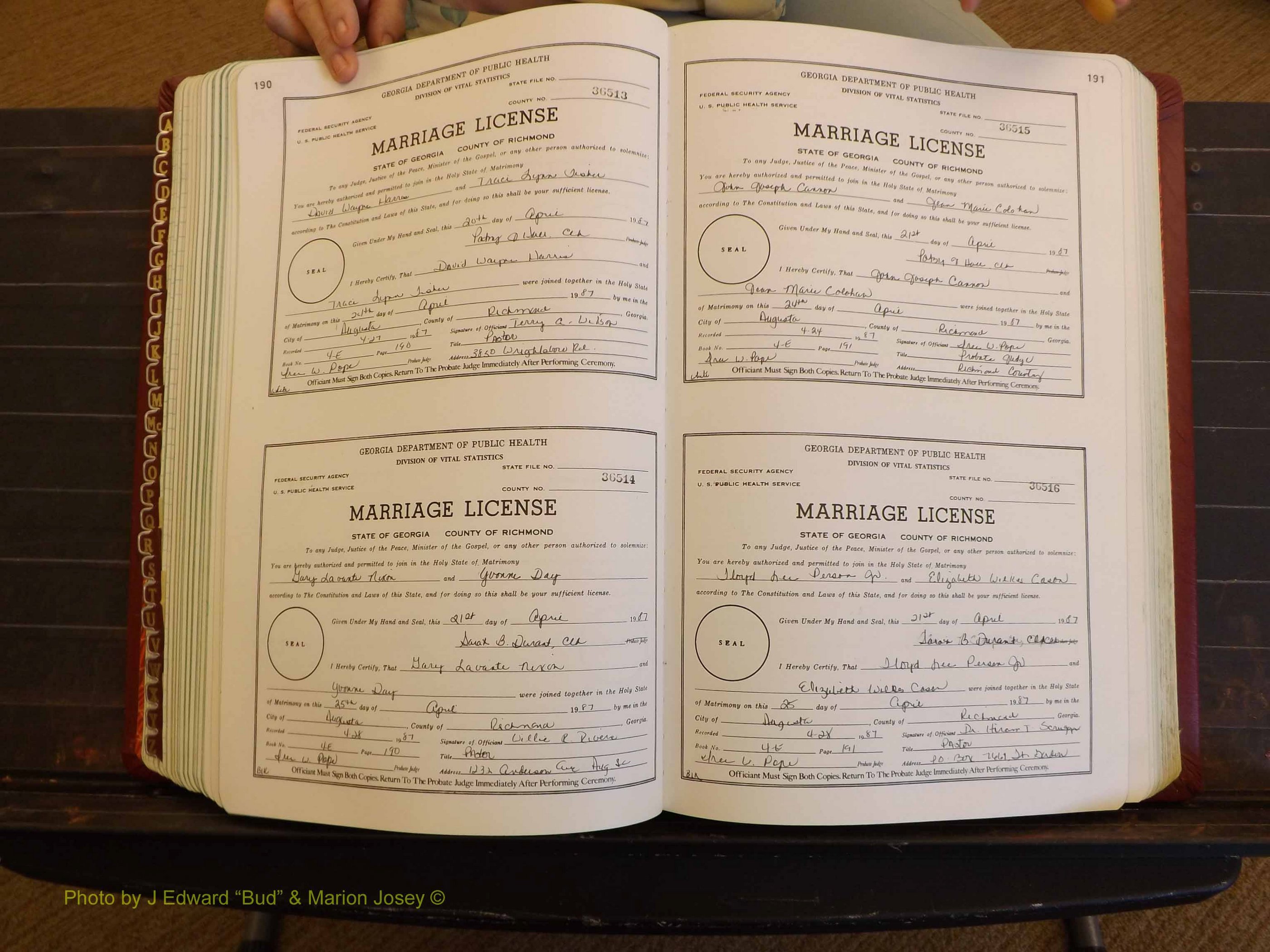 Richmond Marriages, 4E, 1987-1987 P 190-191.JPG