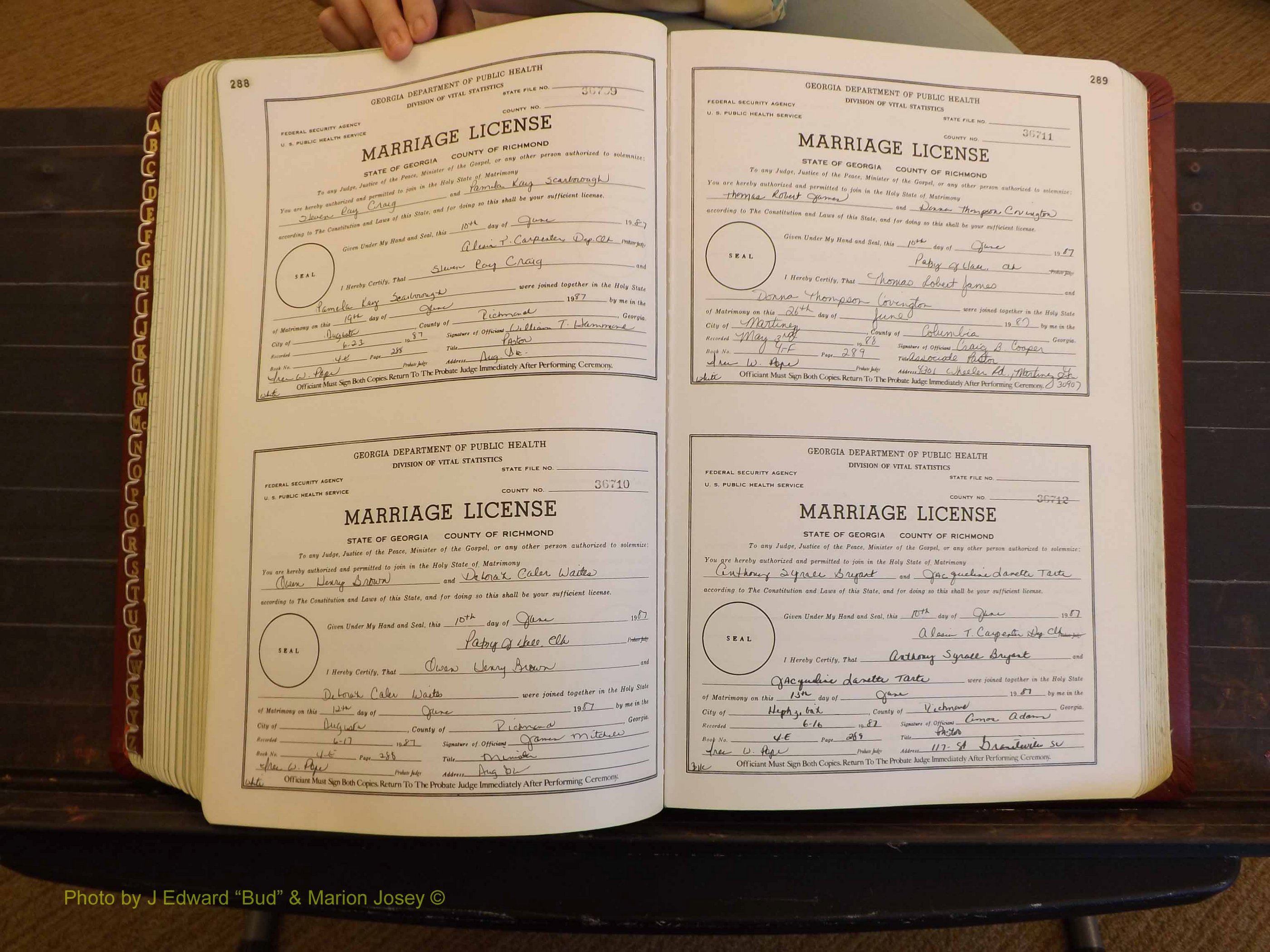 Richmond Marriages, 4E, 1987-1987 P 288-289.JPG