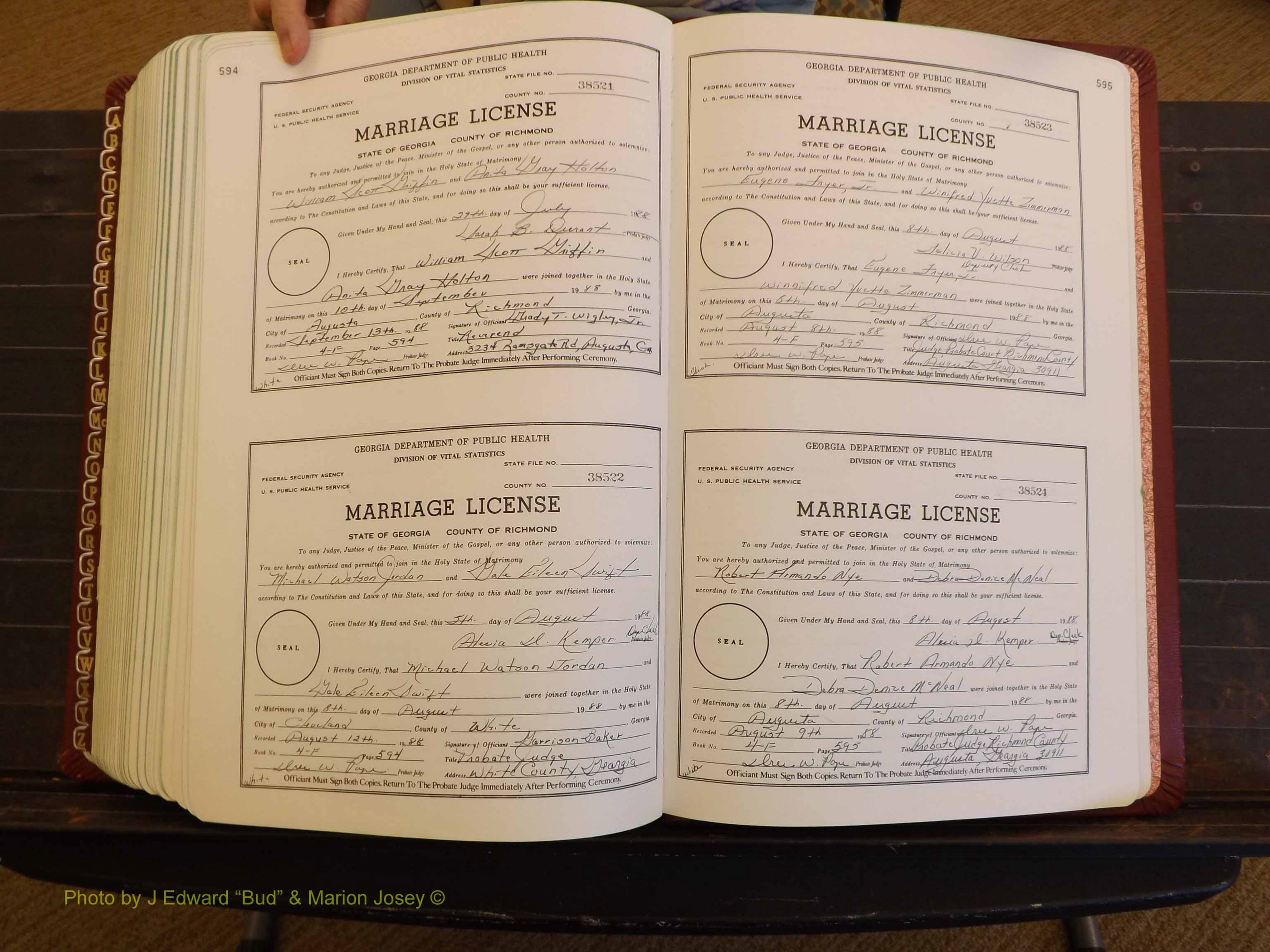 Richmond Marriages, 4F, 1987-1988 P 594-595.JPG