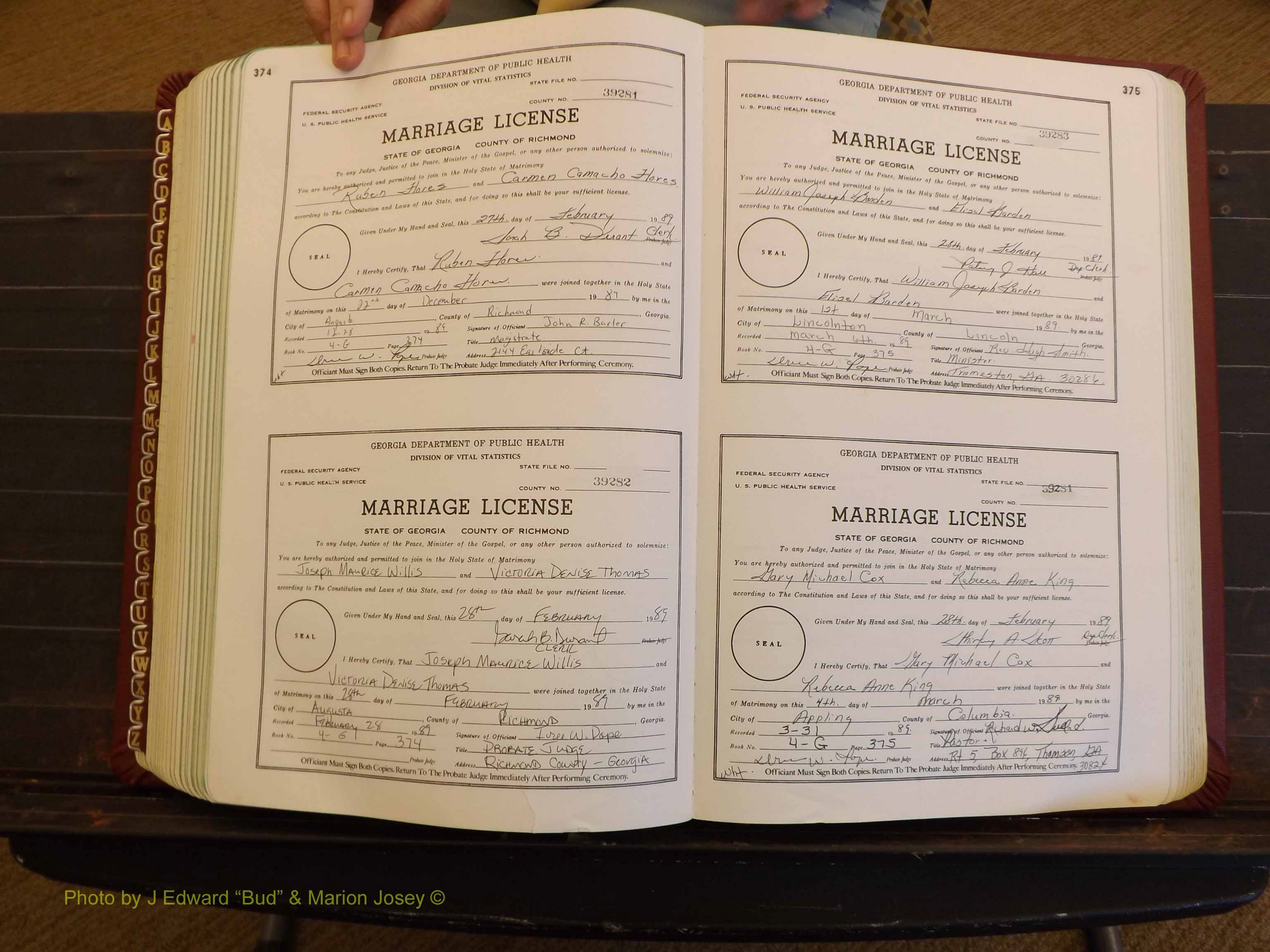 Richmond Marriages, 4G, 1988-1989 P 374-375.JPG
