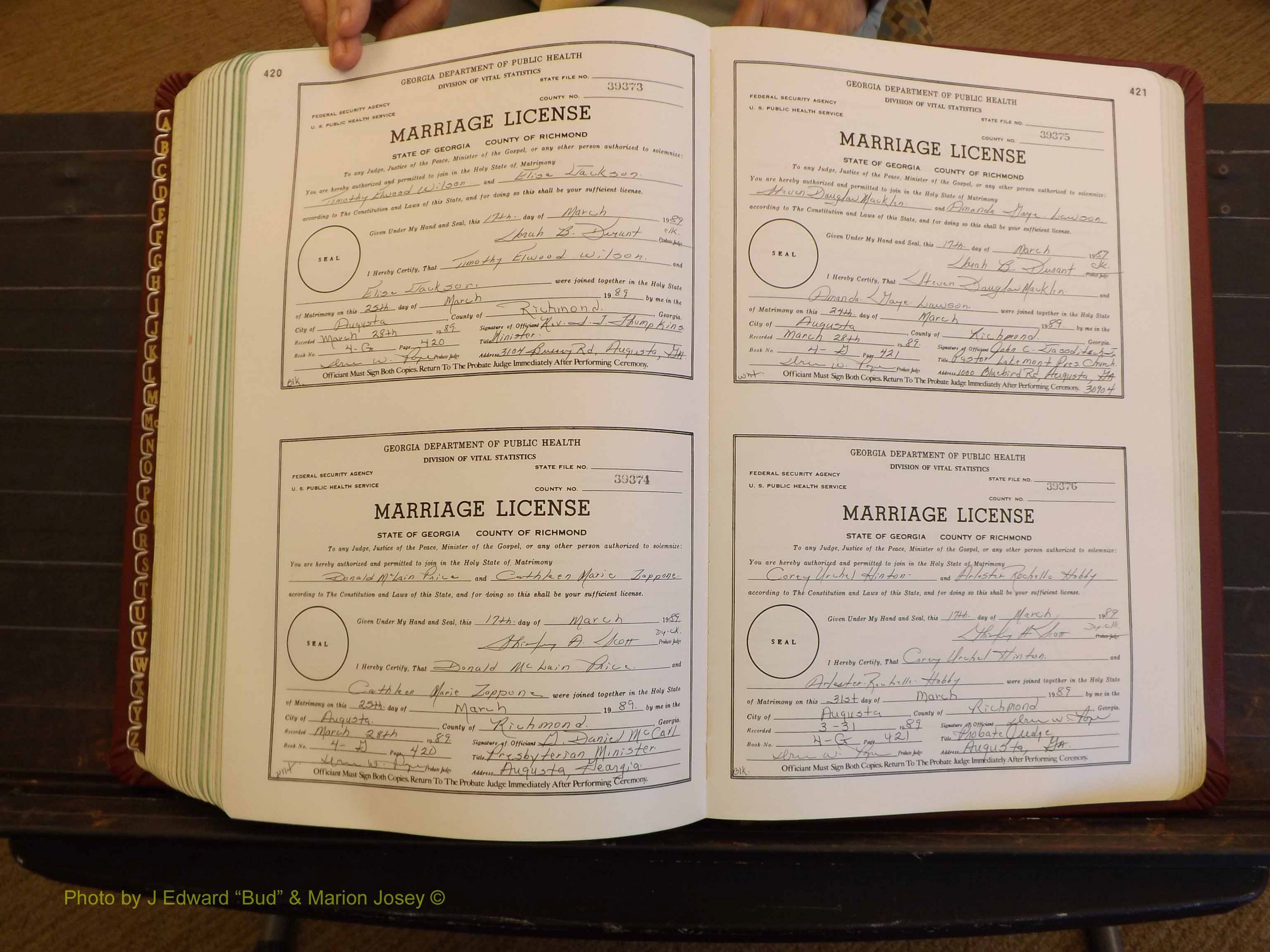 Richmond Marriages, 4G, 1988-1989 P 420-421.JPG