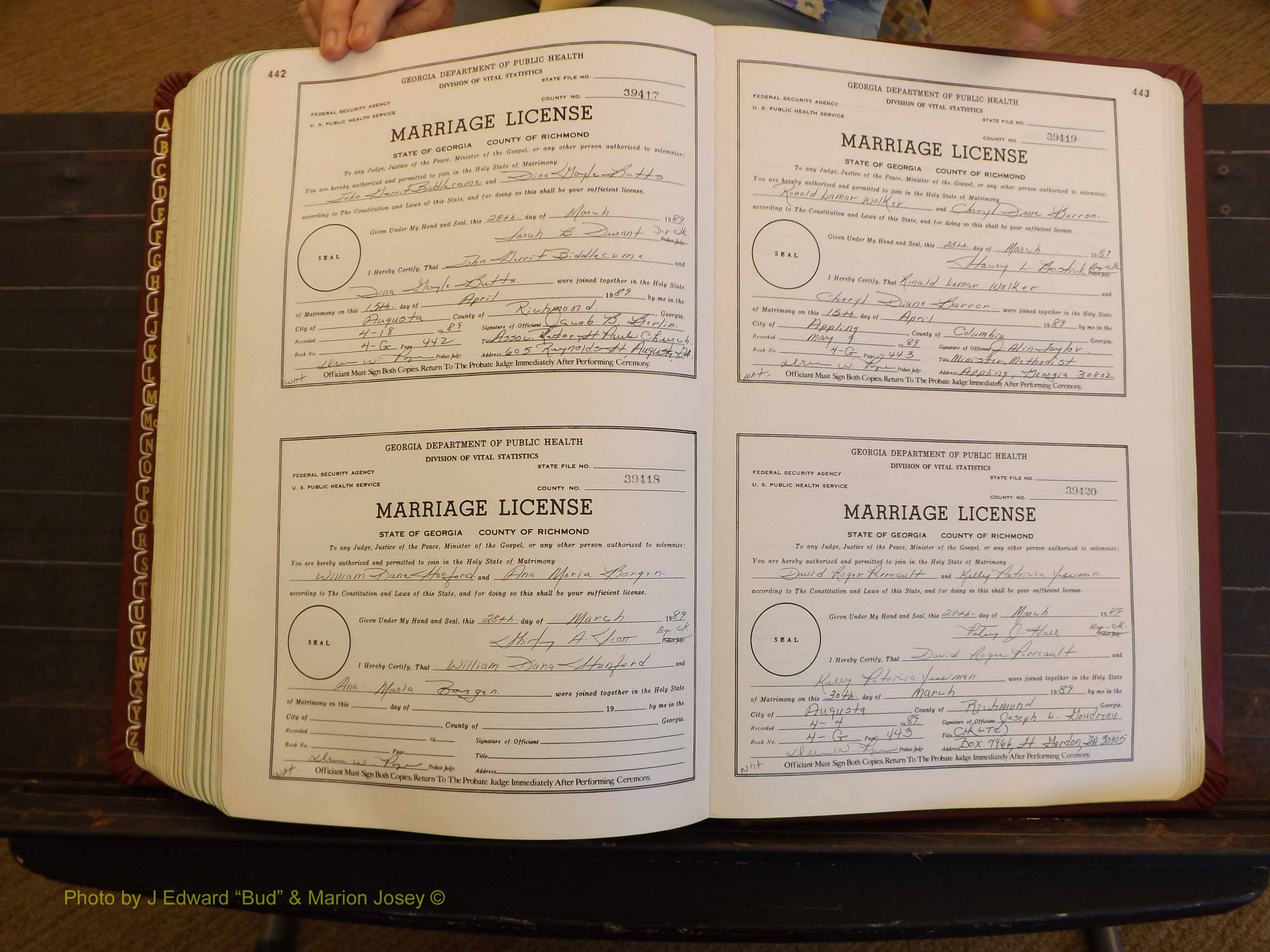 Richmond Marriages, 4G, 1988-1989 P 442-443.JPG