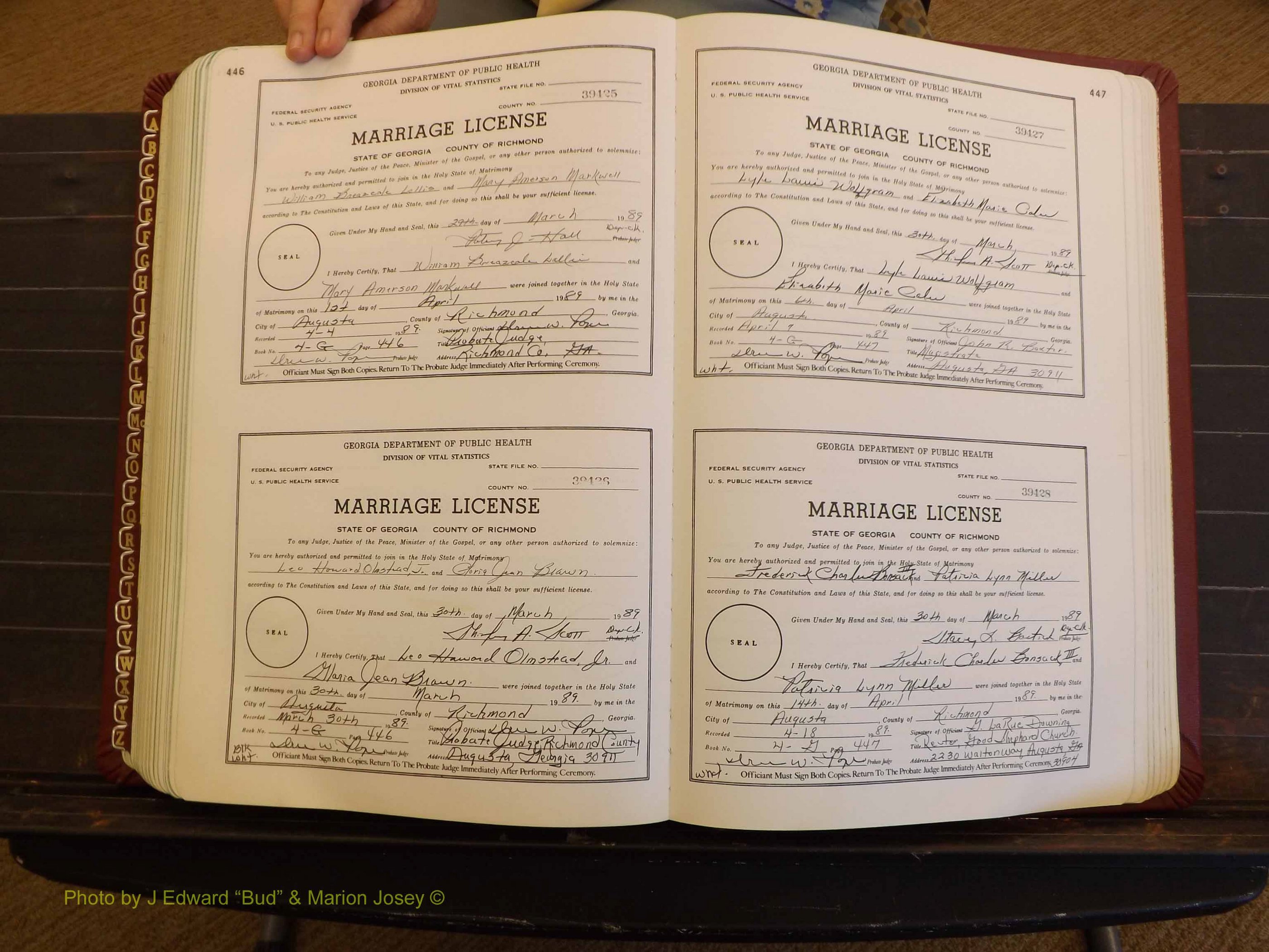 Richmond Marriages, 4G, 1988-1989 P 446-447.JPG