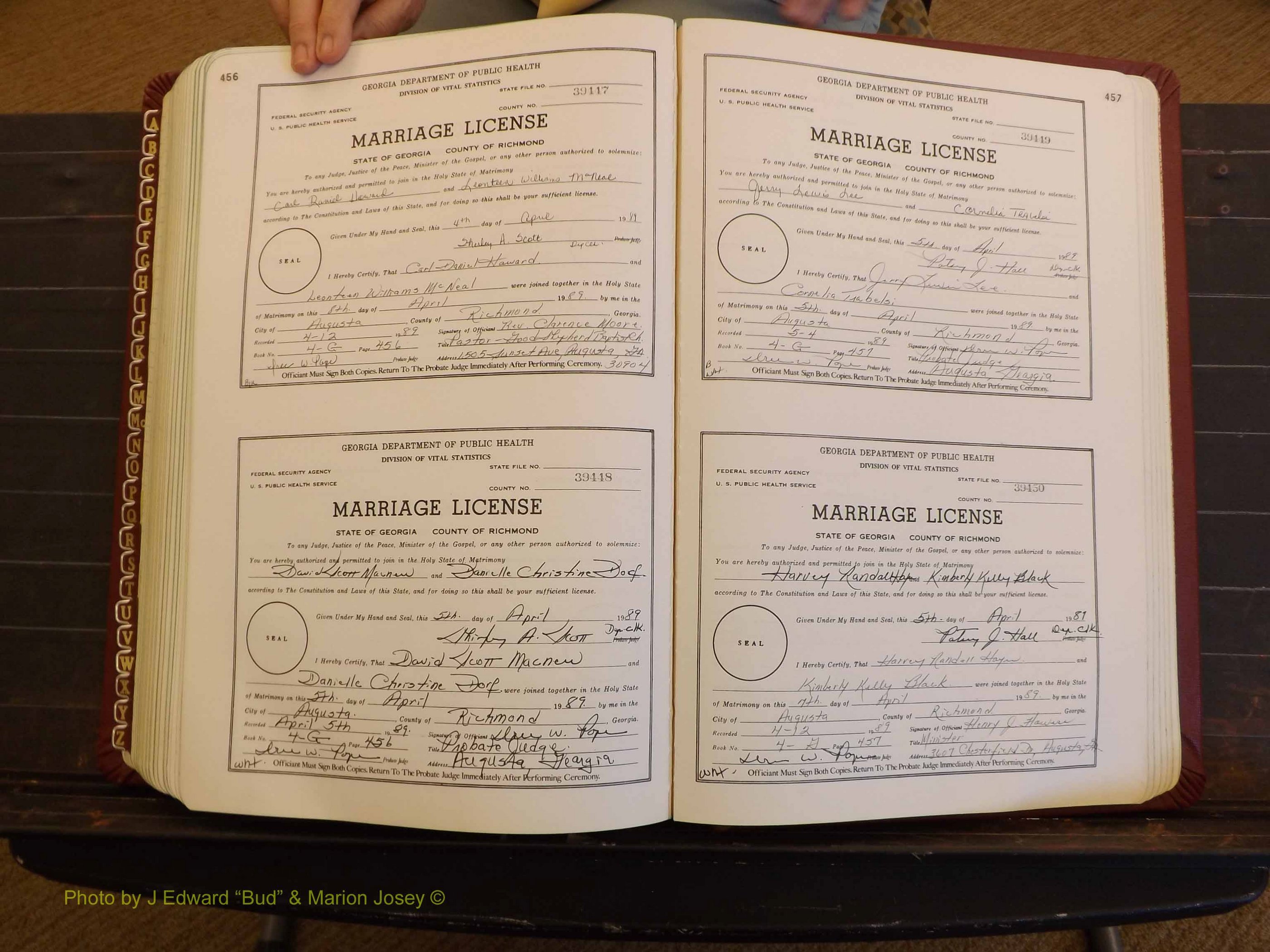 Richmond Marriages, 4G, 1988-1989 P 456-457.JPG