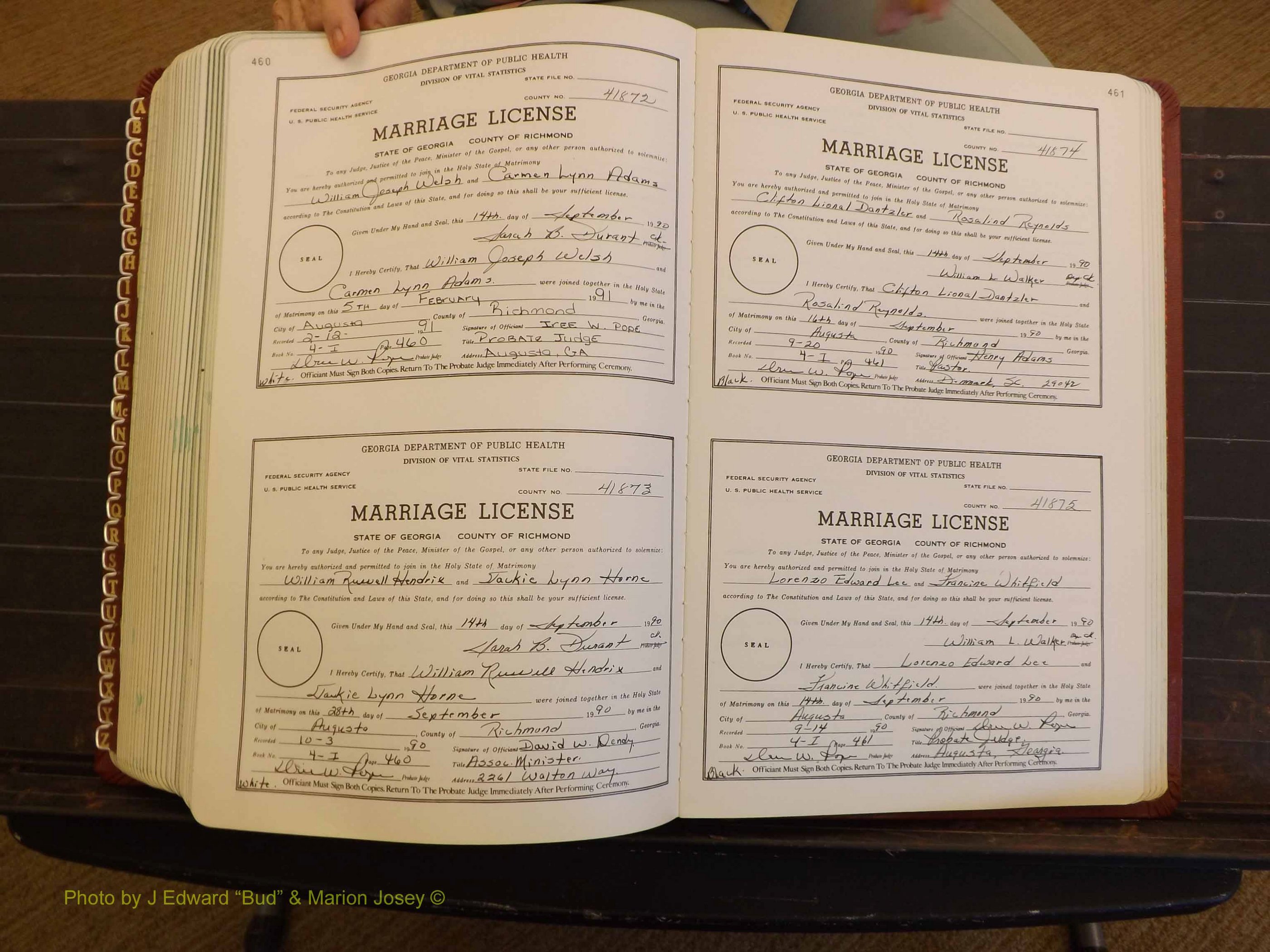 Richmond Marriages, 4L, 1990-1990 P 460-461.JPG