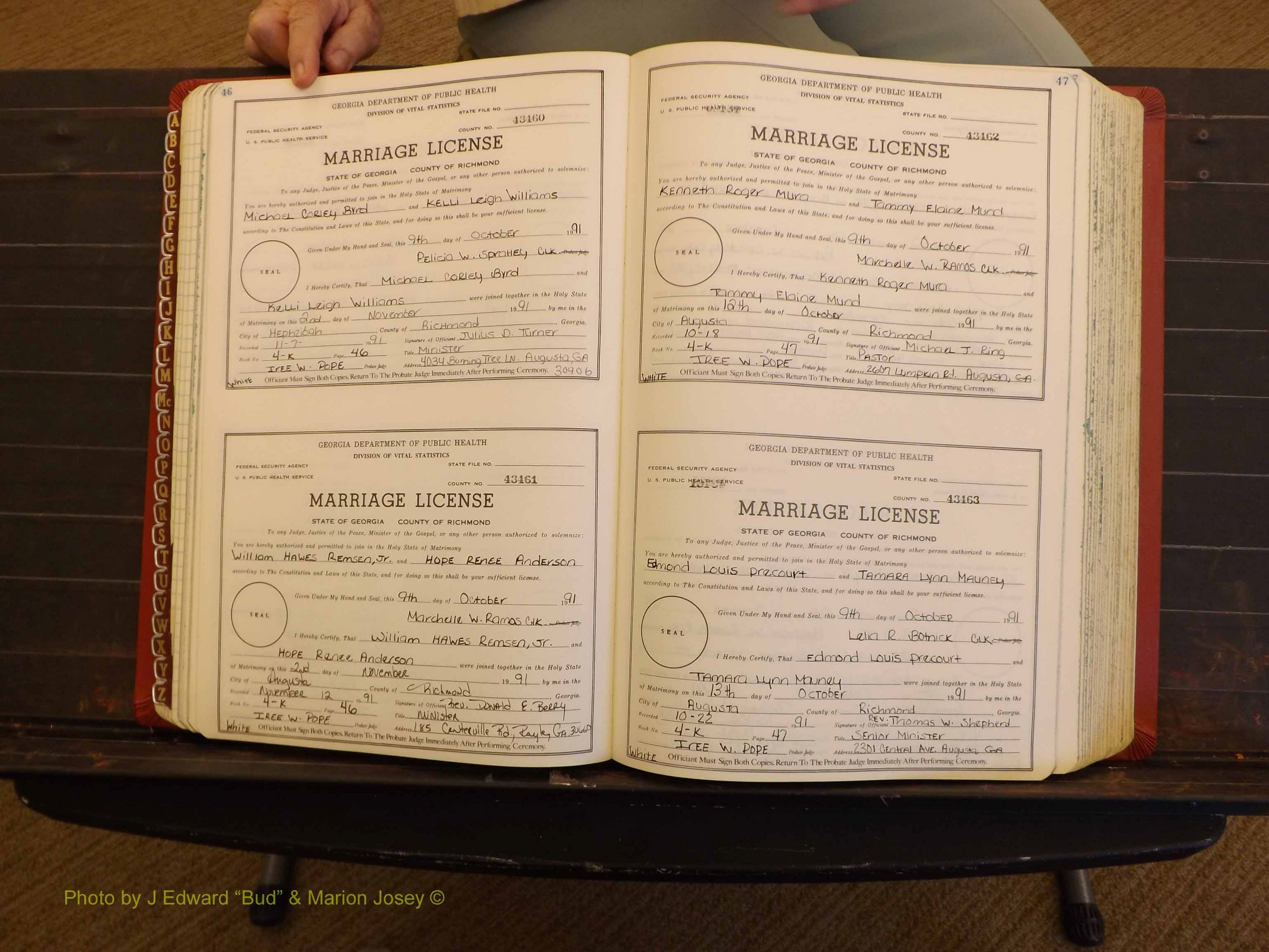 Richmond Marriages, 4K, 1991-1992 P 046-047.JPG