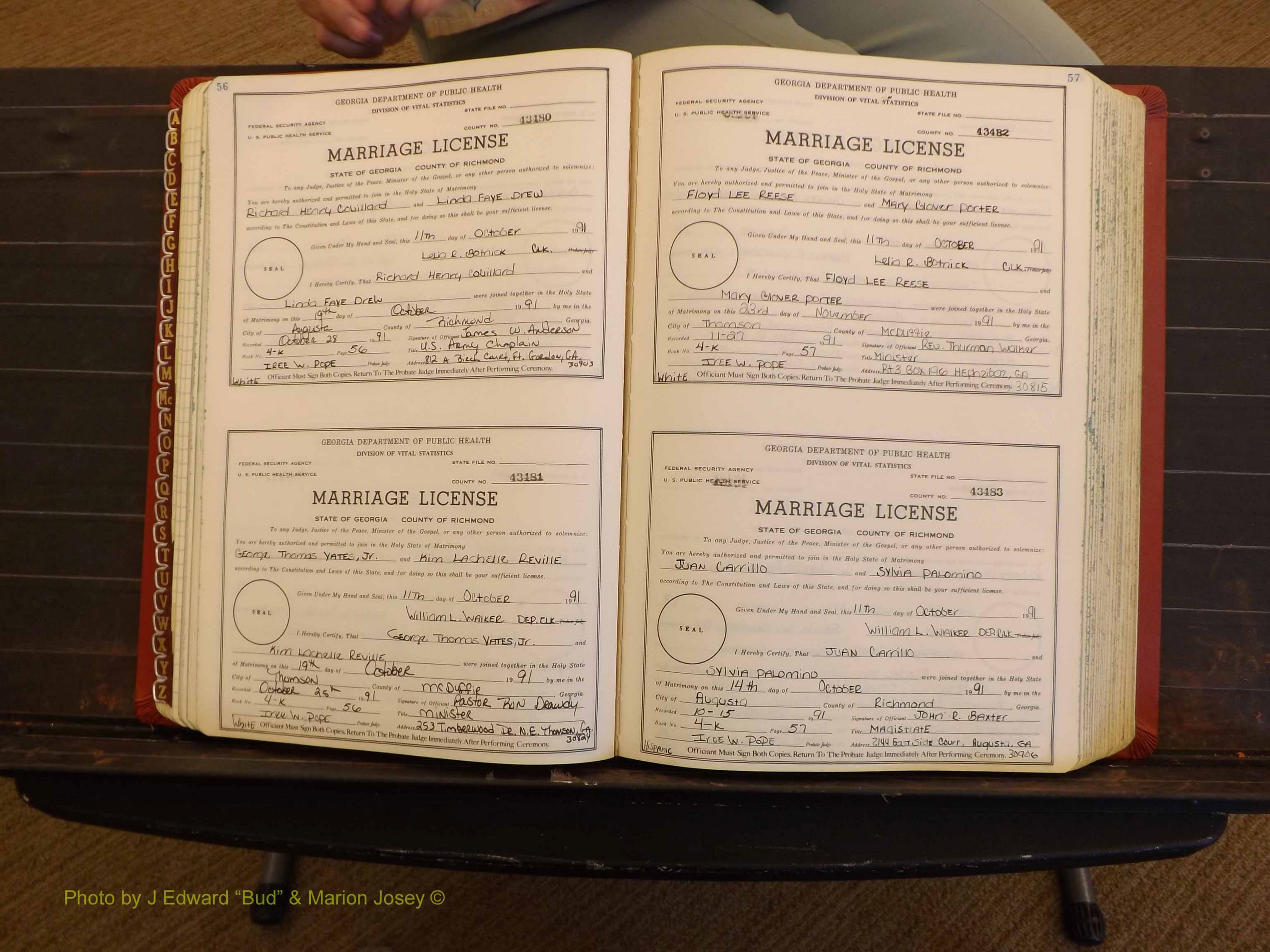 Richmond Marriages, 4K, 1991-1992 P 056-057.JPG