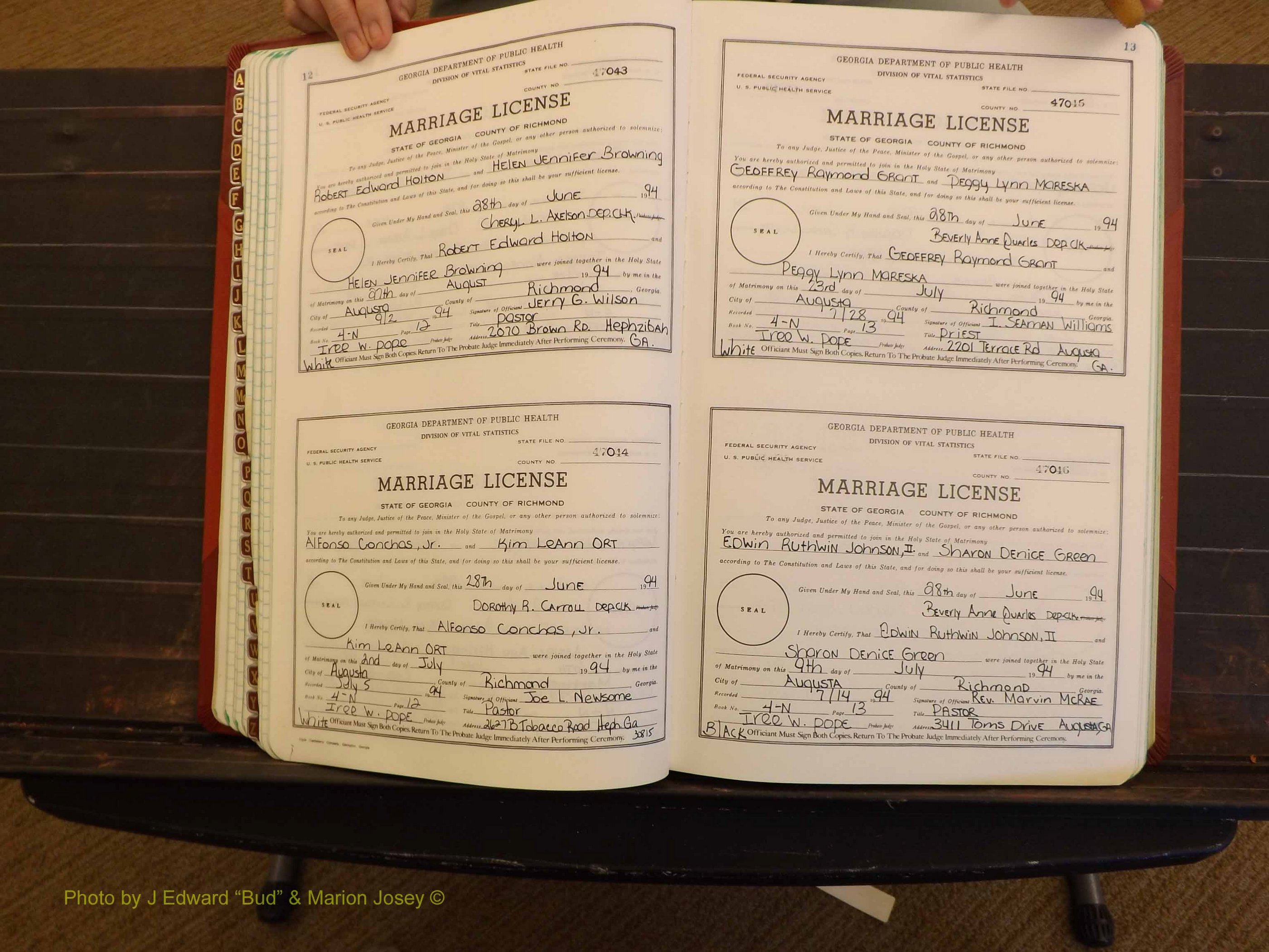 Richmond Marriages, 4N, 1994-1995 P 012-013.JPG