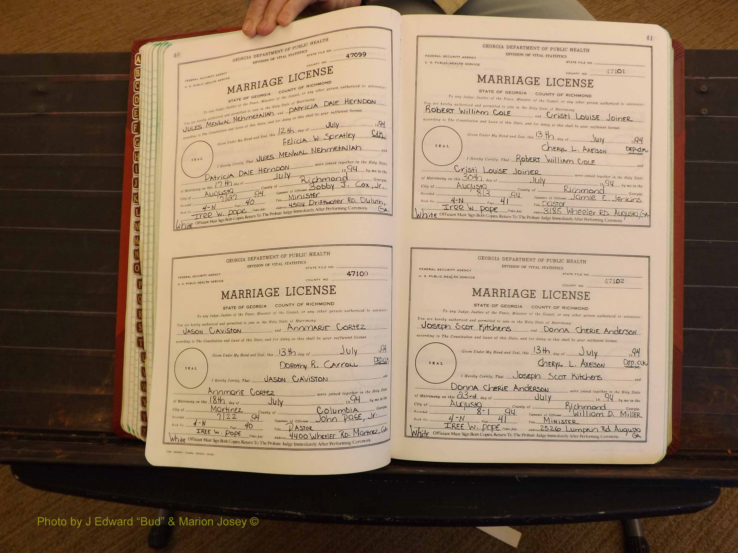 Richmond Marriages, 4N, 1994-1995 P 040-041.JPG