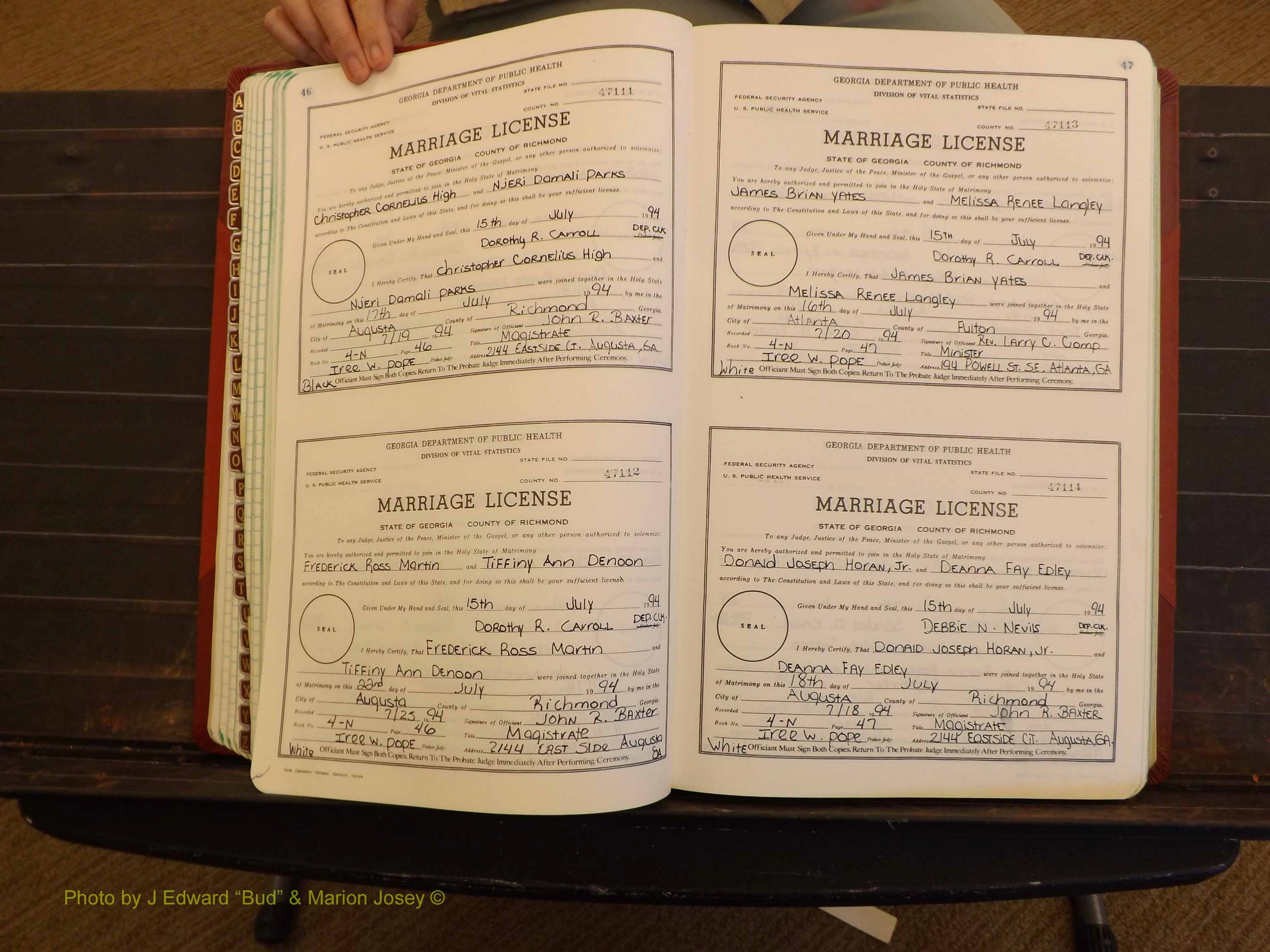 Richmond Marriages, 4N, 1994-1995 P 046-047.JPG