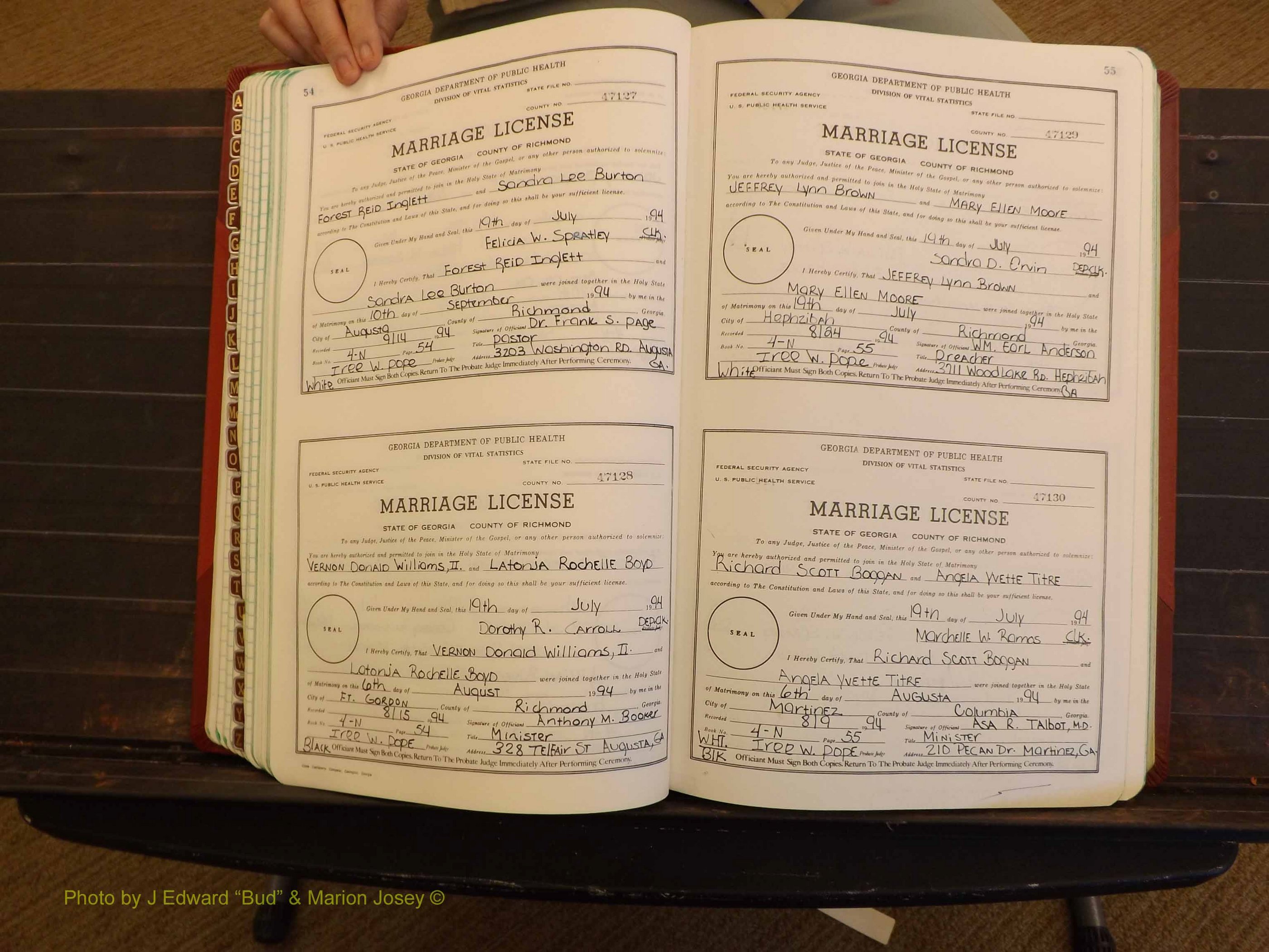 Richmond Marriages, 4N, 1994-1995 P 054-055.JPG