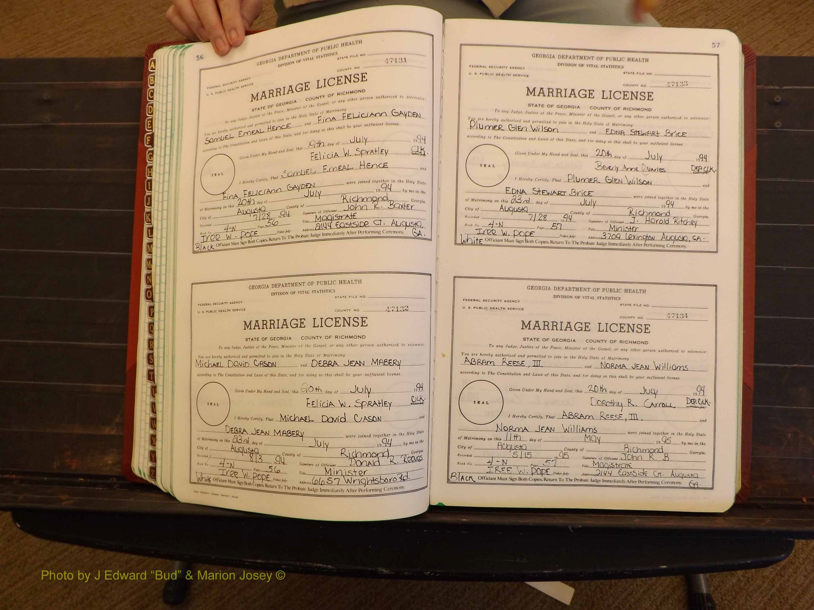 Richmond Marriages, 4N, 1994-1995 P 056-057.JPG