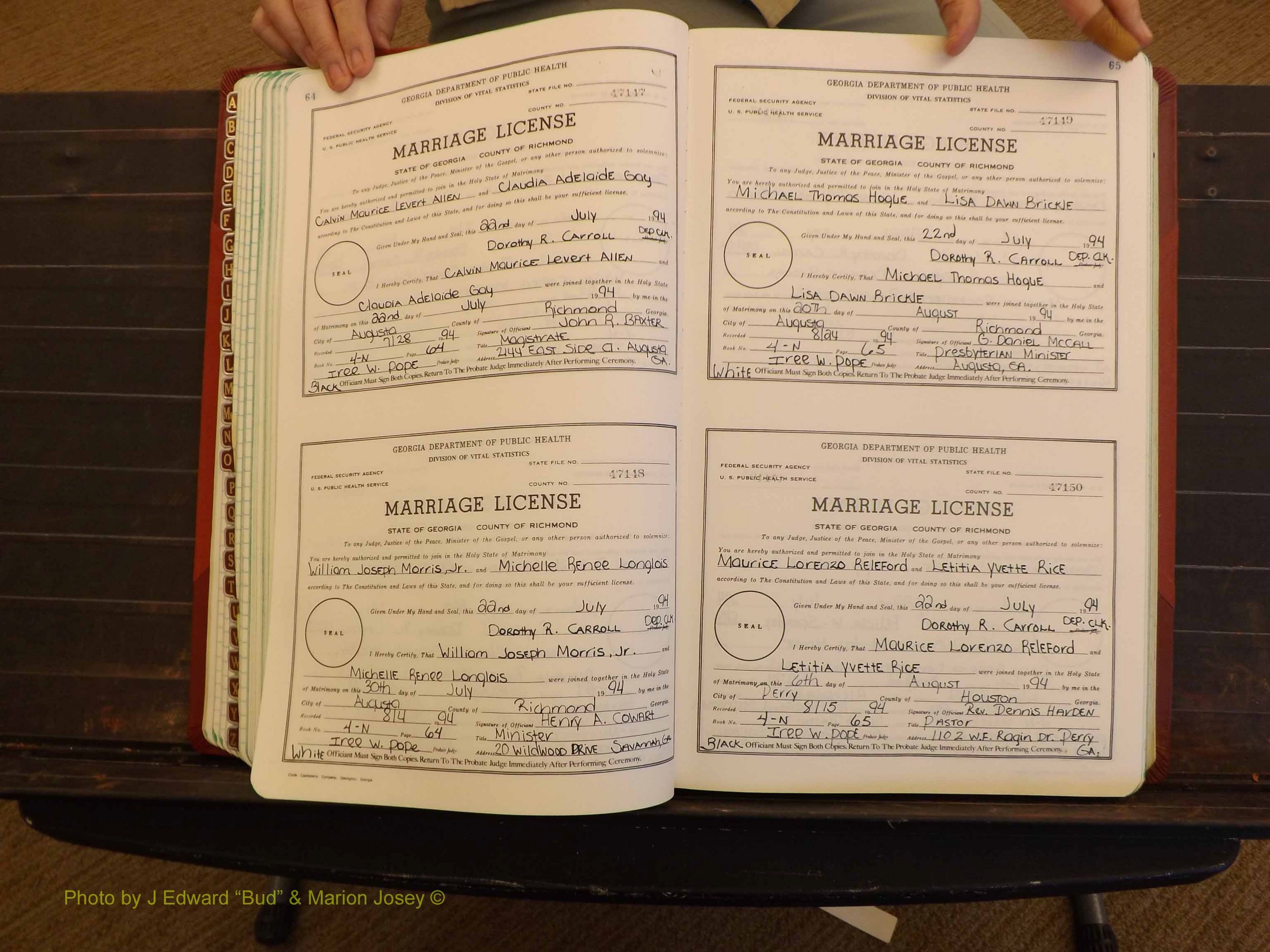 Richmond Marriages, 4N, 1994-1995 P 064-065.JPG