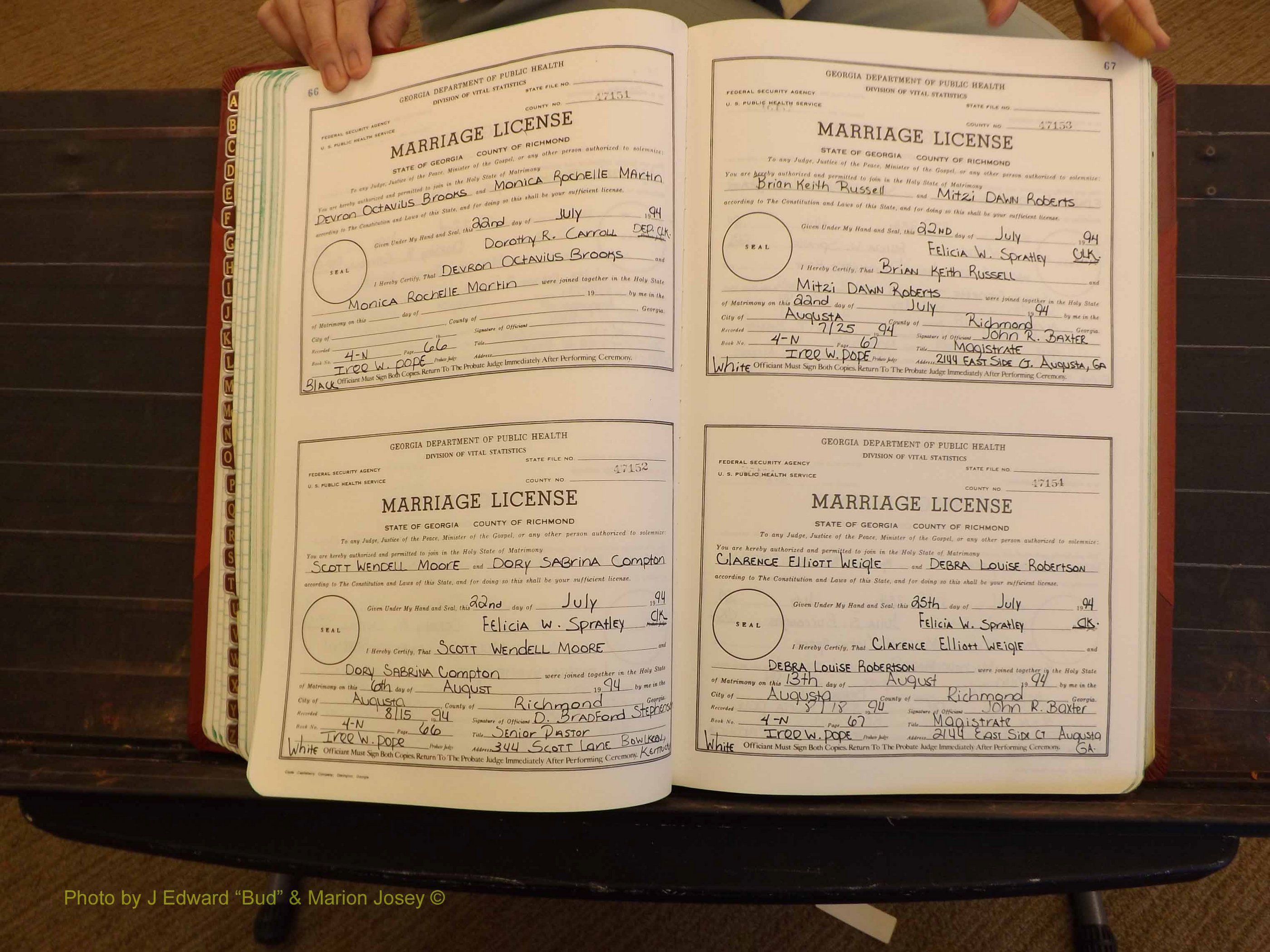 Richmond Marriages, 4N, 1994-1995 P 066-067.JPG