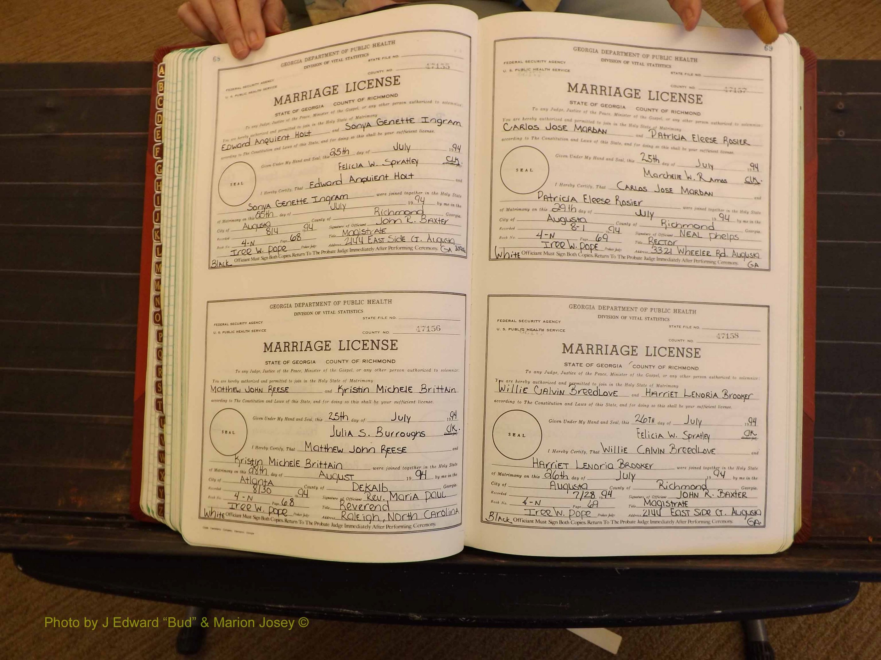 Richmond Marriages, 4N, 1994-1995 P 068-069.JPG