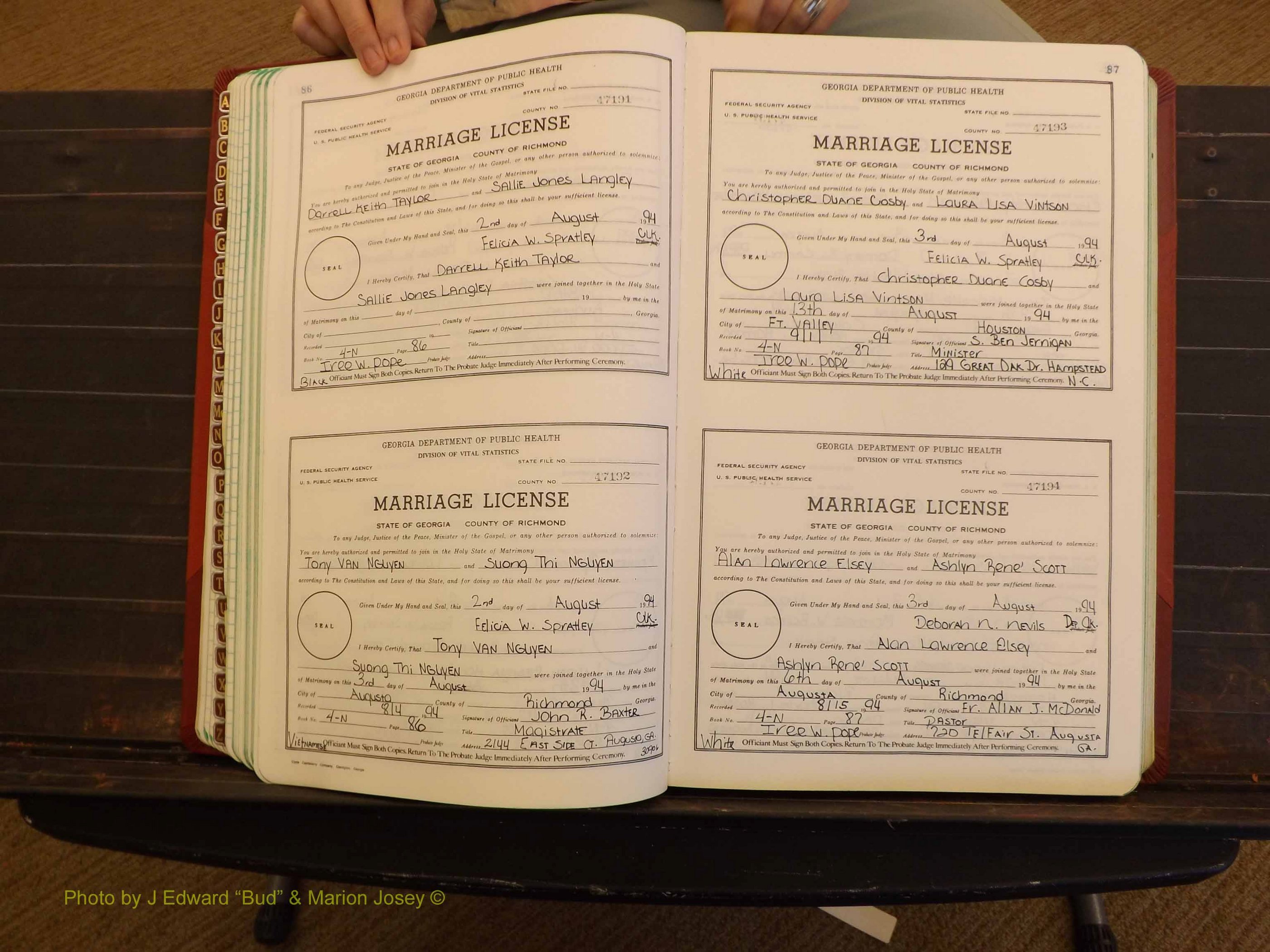 Richmond Marriages, 4N, 1994-1995 P 086-087.JPG