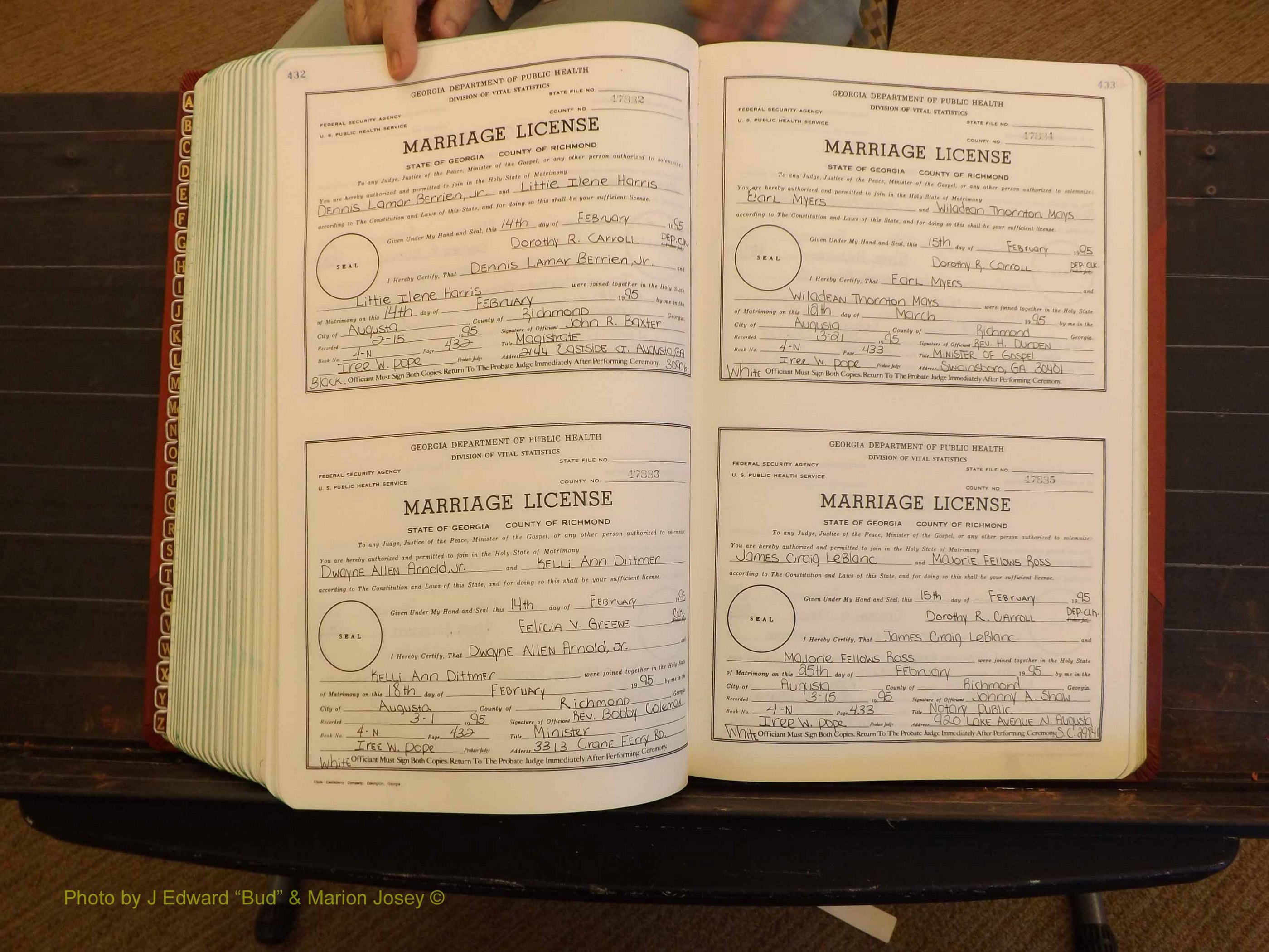 Richmond Marriages, 4N, 1994-1995 P 432-433.JPG