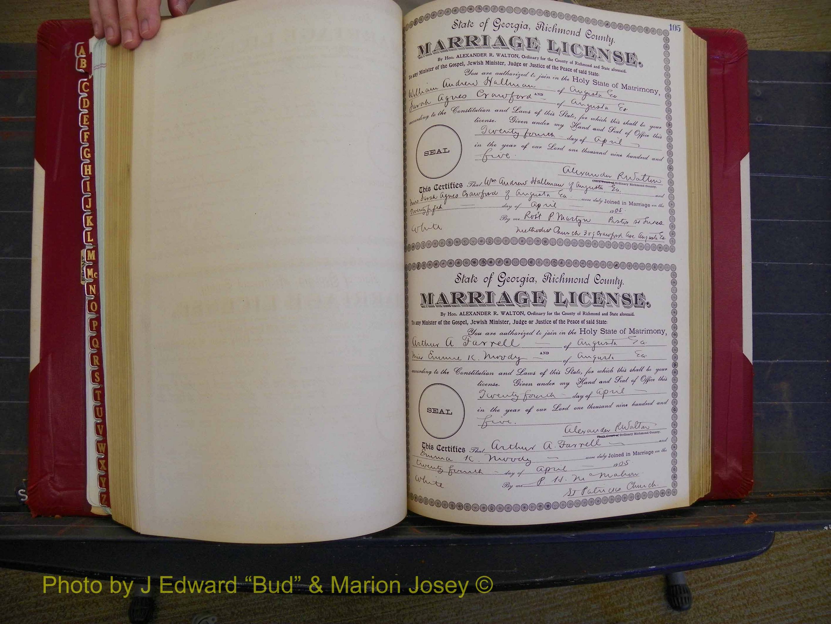 Richmond Marriages, Book CC, 1904-1905 P 105.JPG