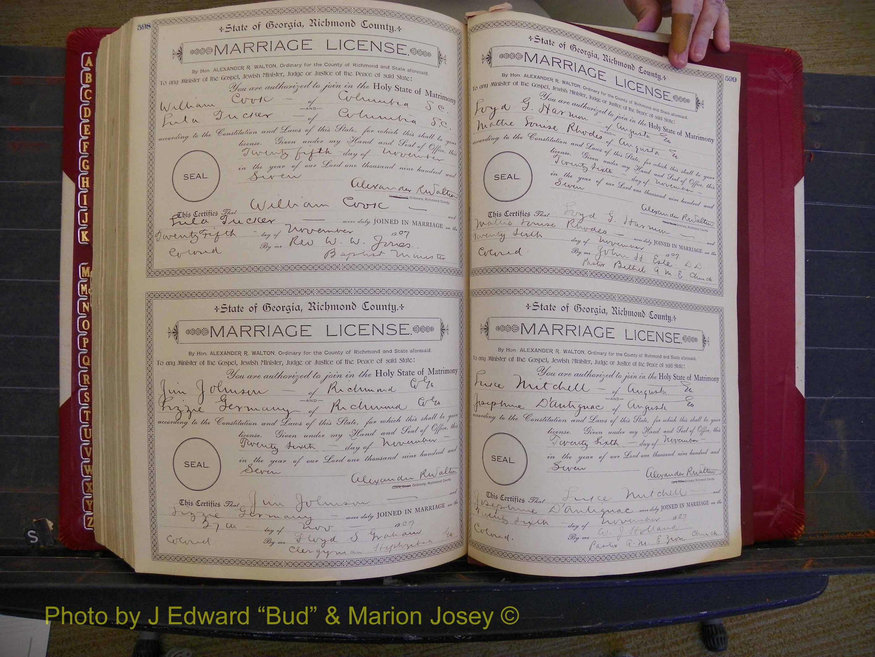 Richmond Marriages, Book DD, 1905-1907 P 598-599.JPG