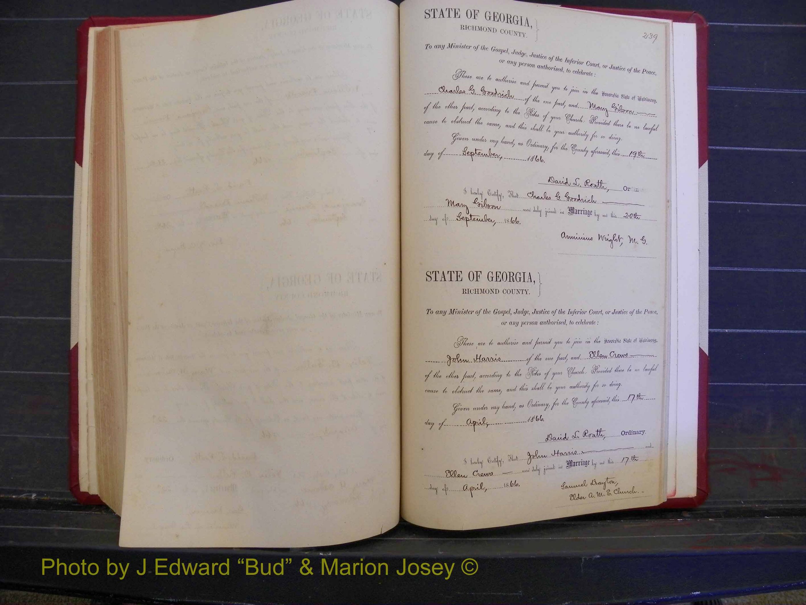 Richmond Marriages, Book E, 1861-1867 P 239.JPG