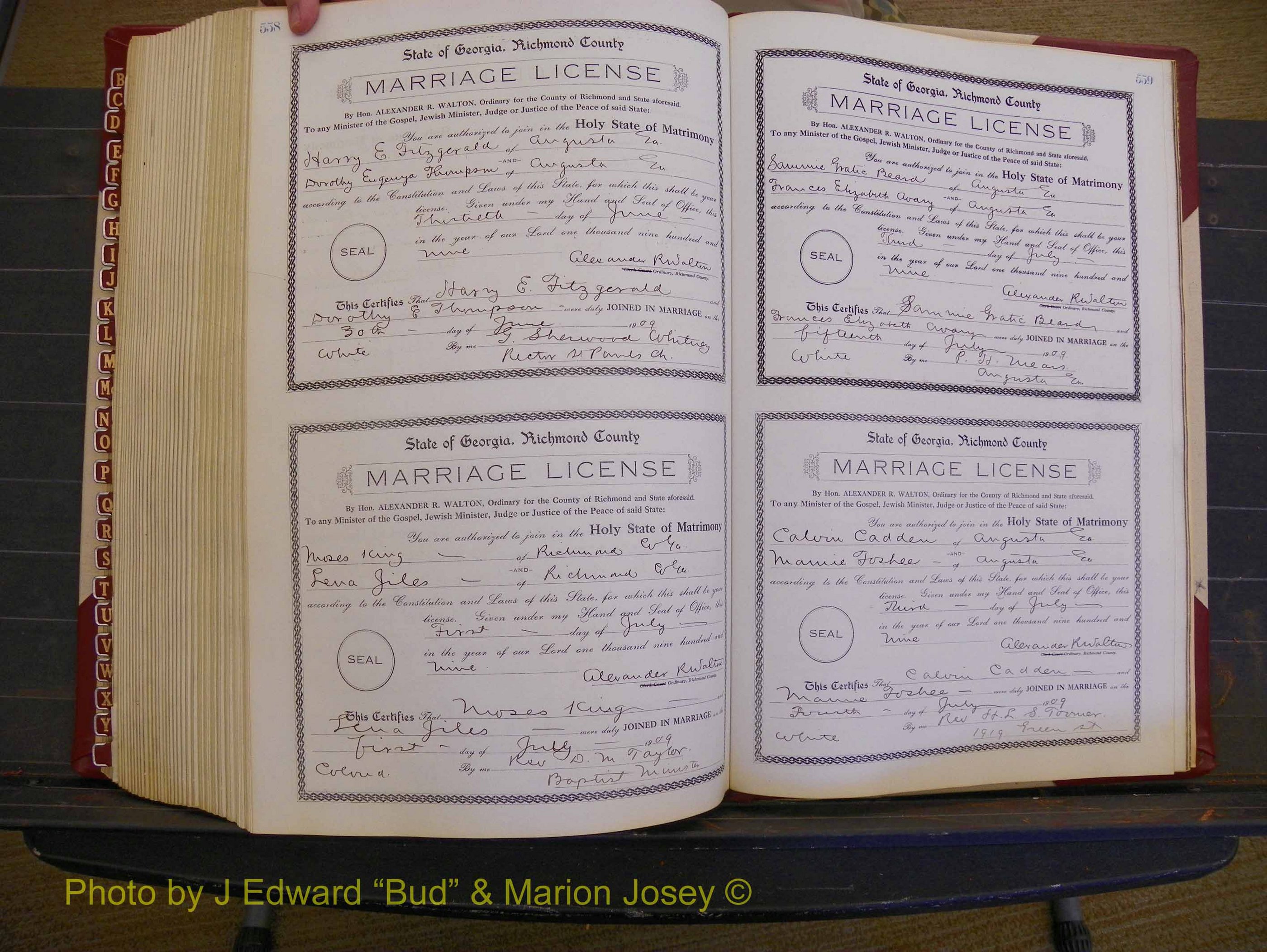 Richmond Marriages, Book EE, 1907-1909 P 558-559.JPG