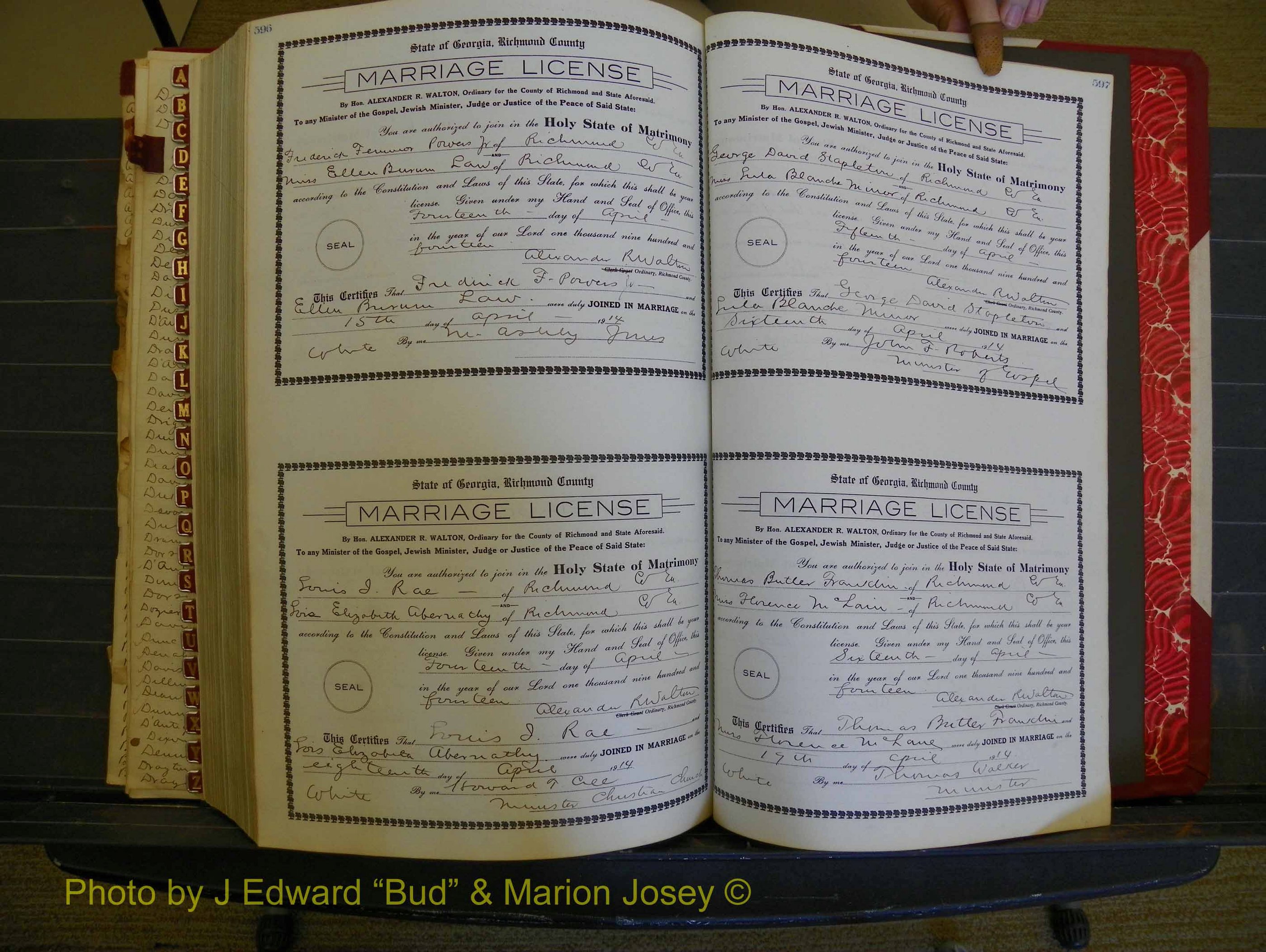 Richmond Marriages, Book HH, 1912-1914 P 596-597.JPG