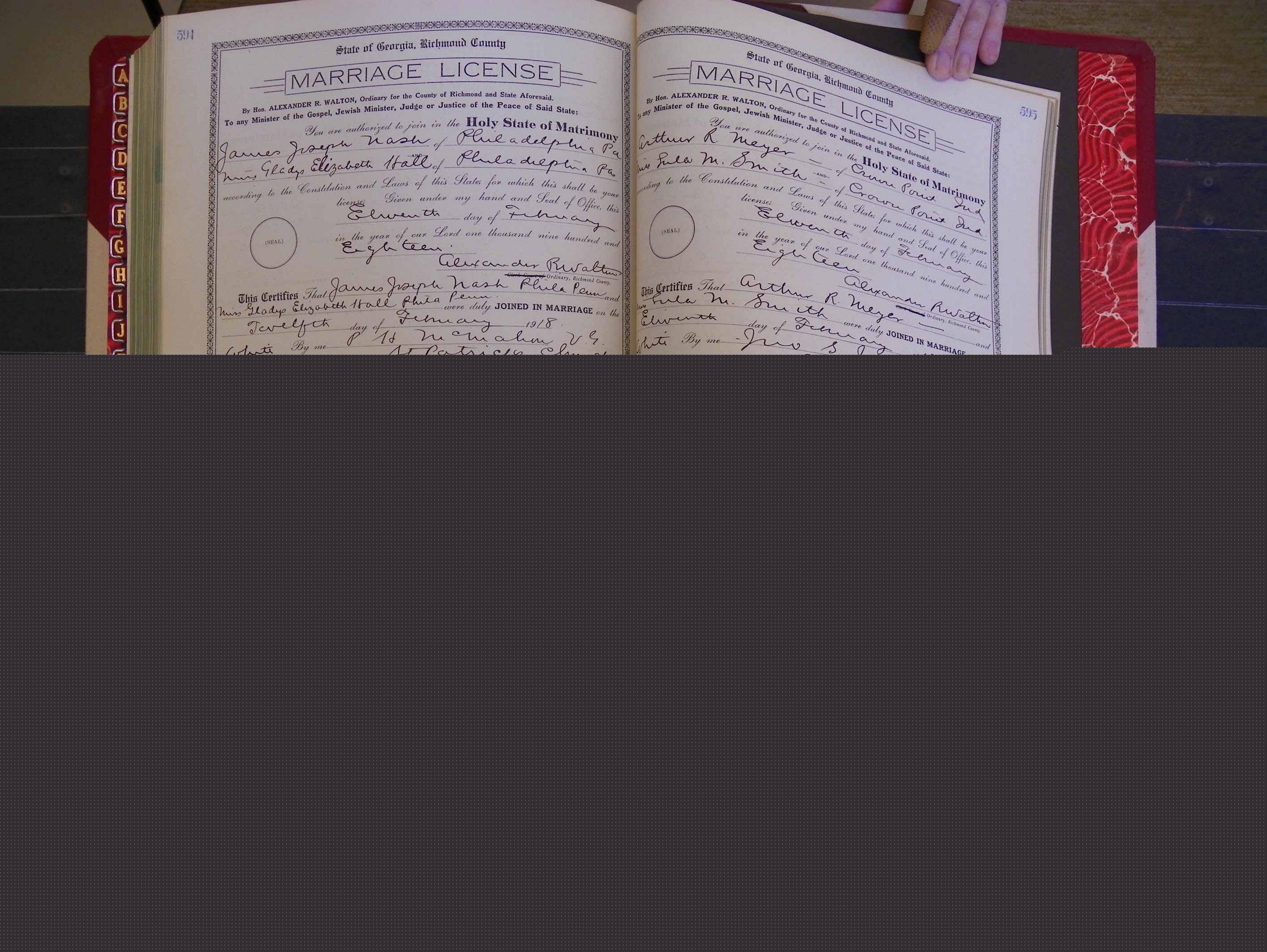 Richmond Marriages, Book KK, 1917-1918 P 594-595.JPG