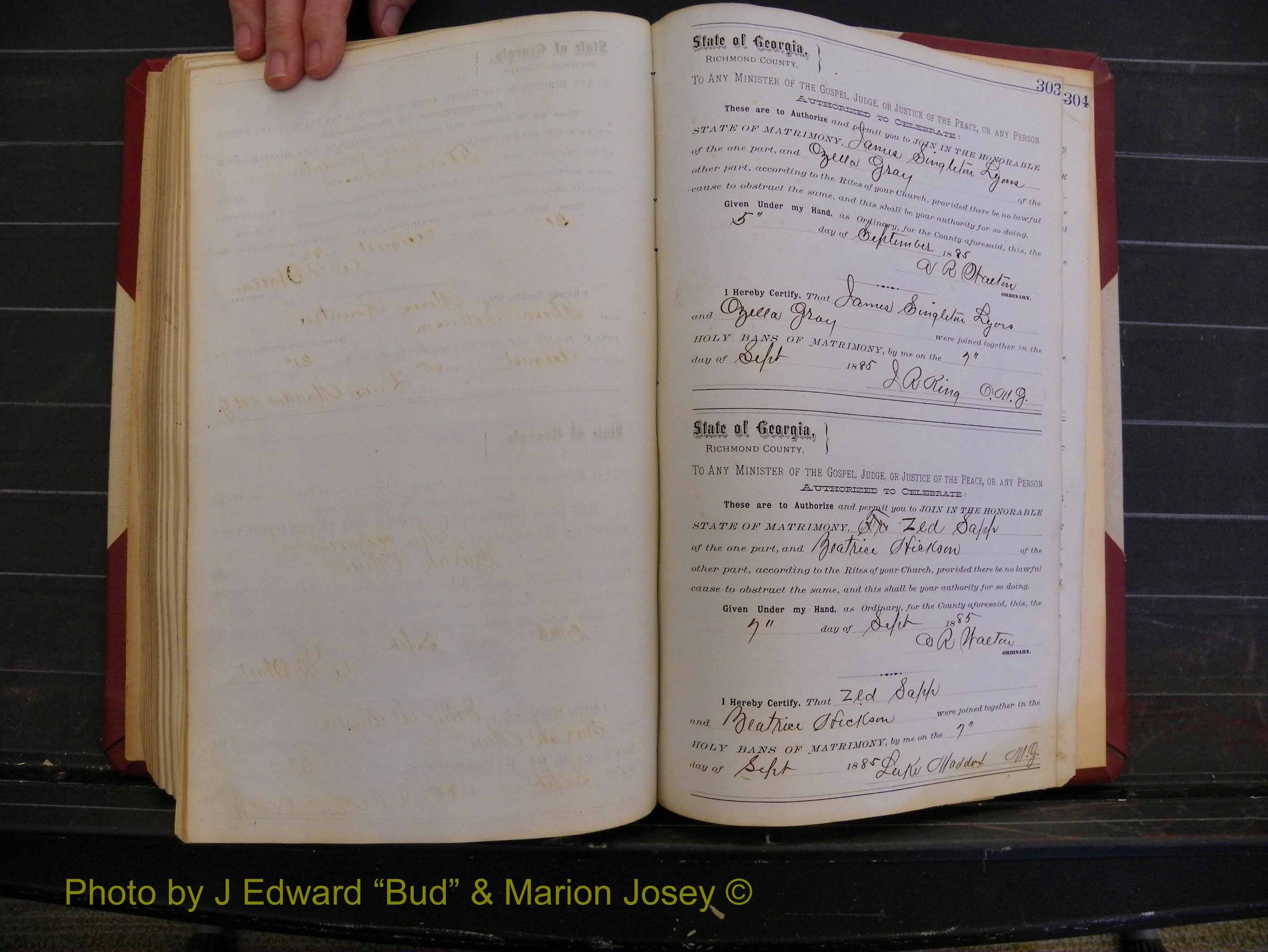 Richmond Marriages, Book N, 1878-1885 P 303.JPG