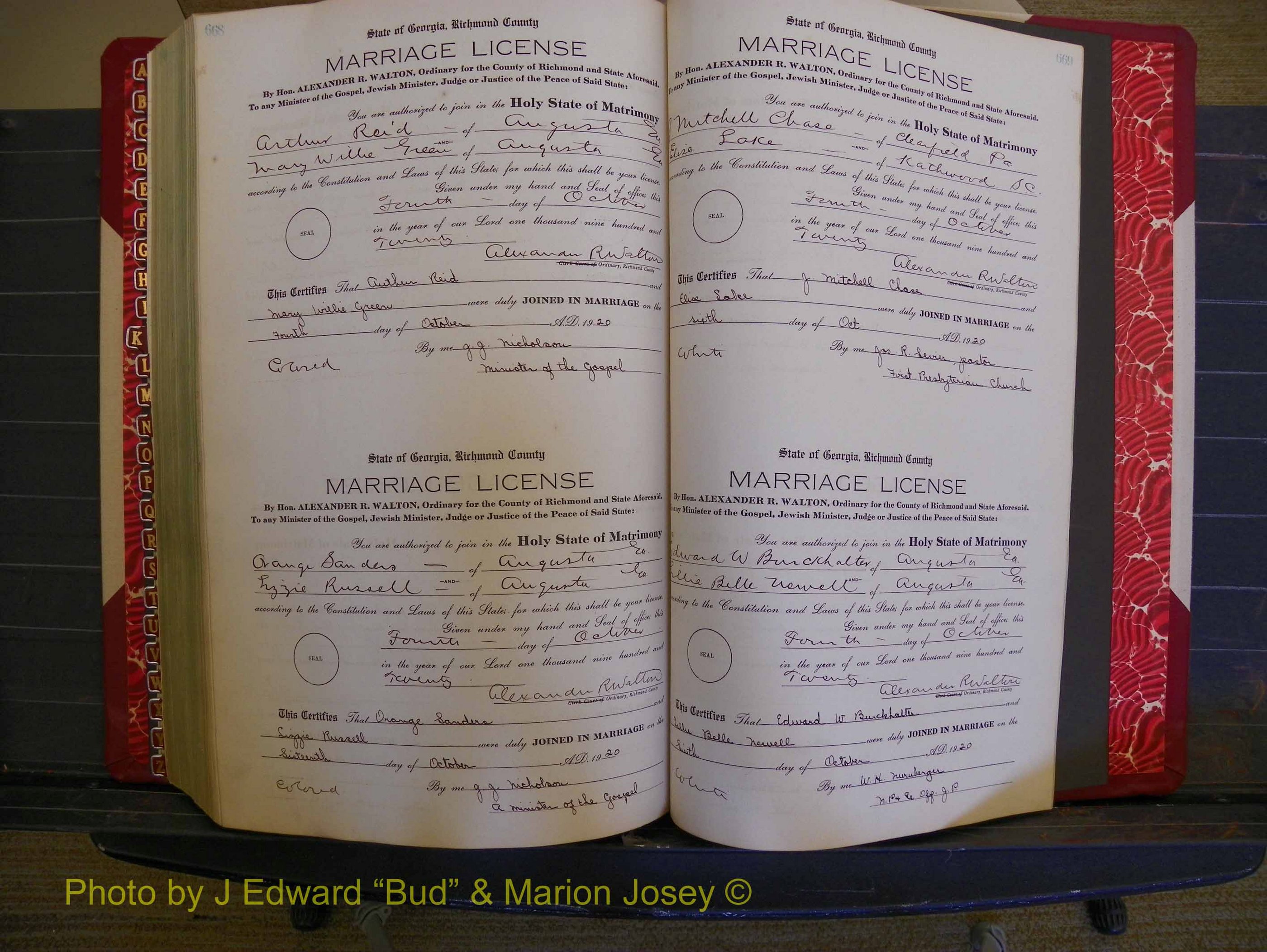 Richmond Marriages, Book NN, 1919-1920 P 668-669.JPG