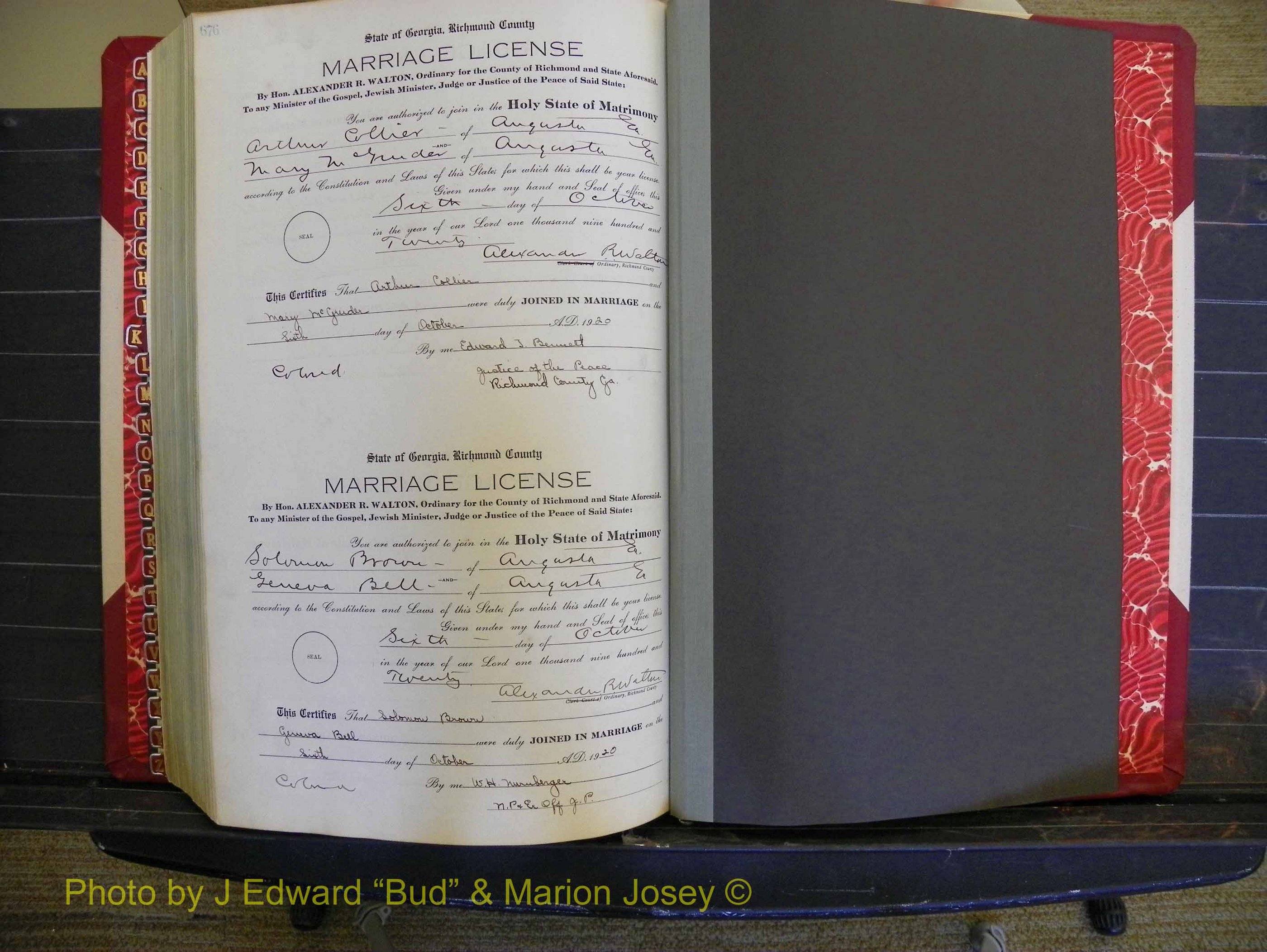 Richmond Marriages, Book NN, 1919-1920 P 676.JPG