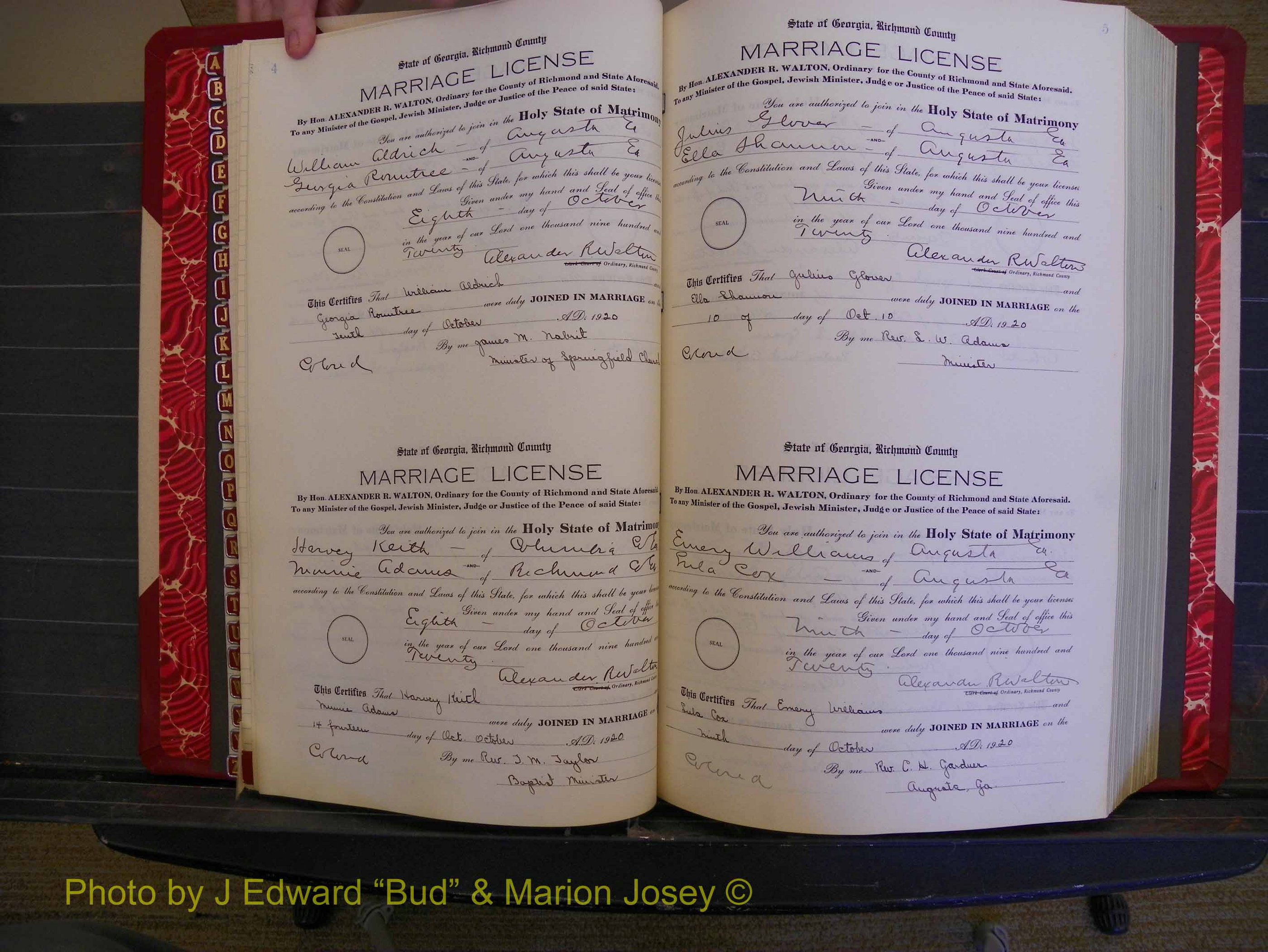 Richmond Marriages, Book OO, 1920-1921 P 004-005.JPG