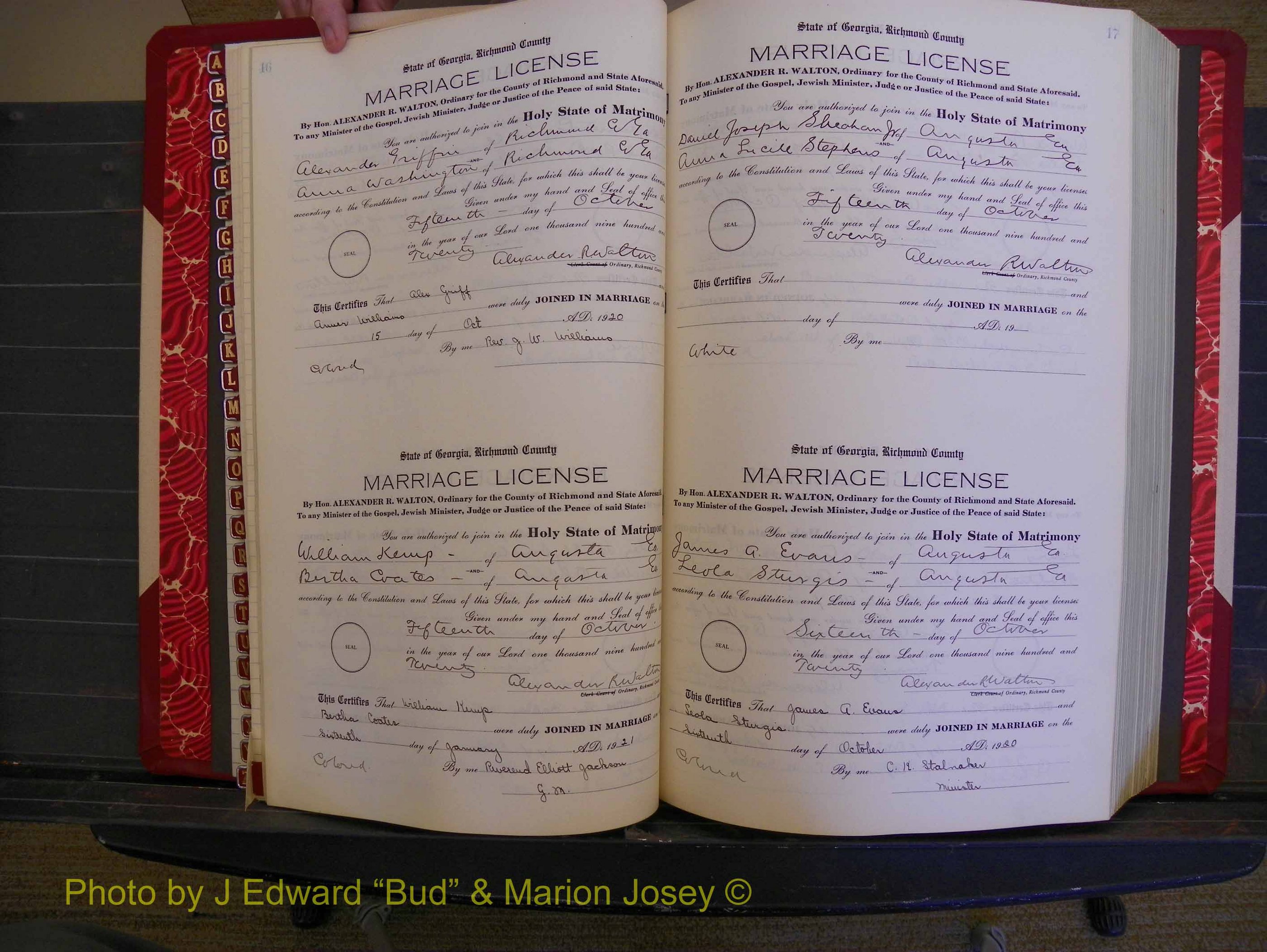 Richmond Marriages, Book OO, 1920-1921 P 016-017.JPG