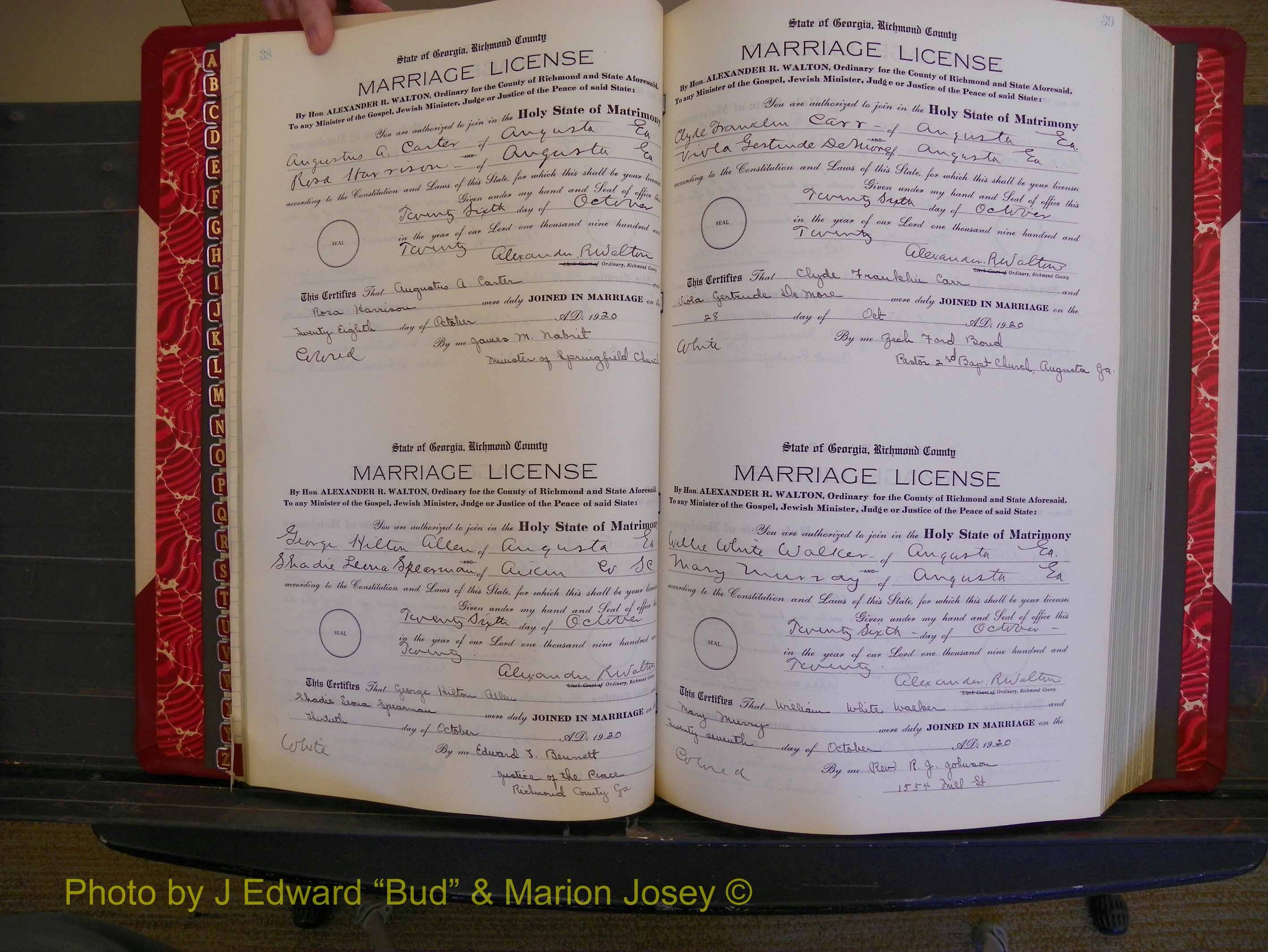 Richmond Marriages, Book OO, 1920-1921 P 038-039.JPG